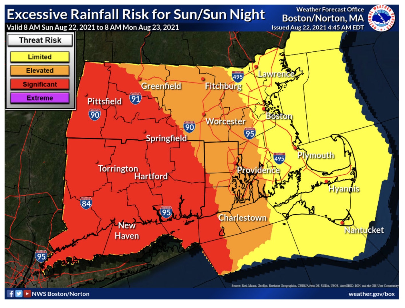 Excessive rainfall risk for Sunday through Sunday night.