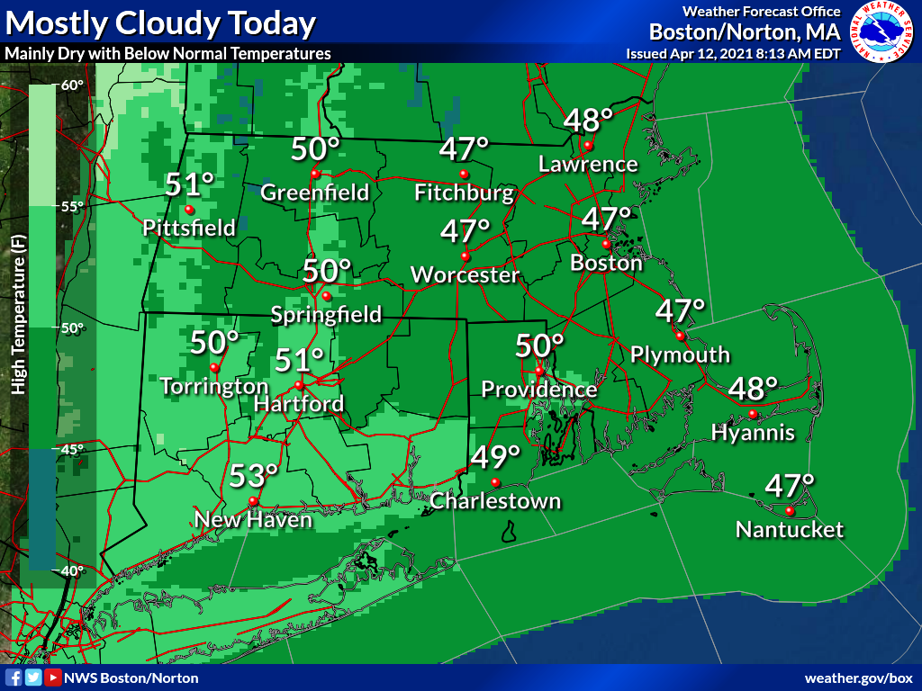 Cooler than average conditions are likely today.