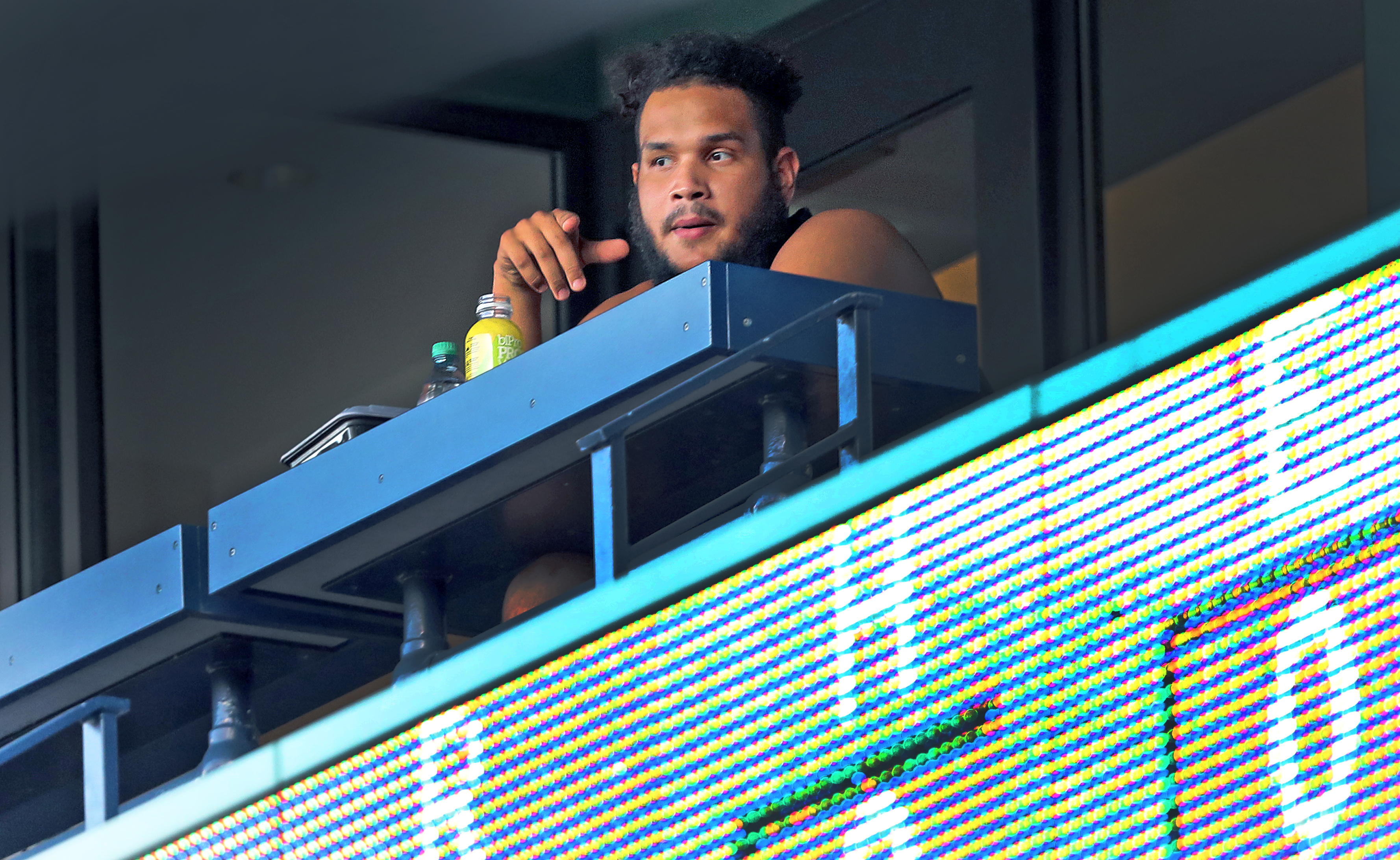 Eduardo Rodriguez watched a Red Sox intrasquad game from a Fenway Park suite in July.