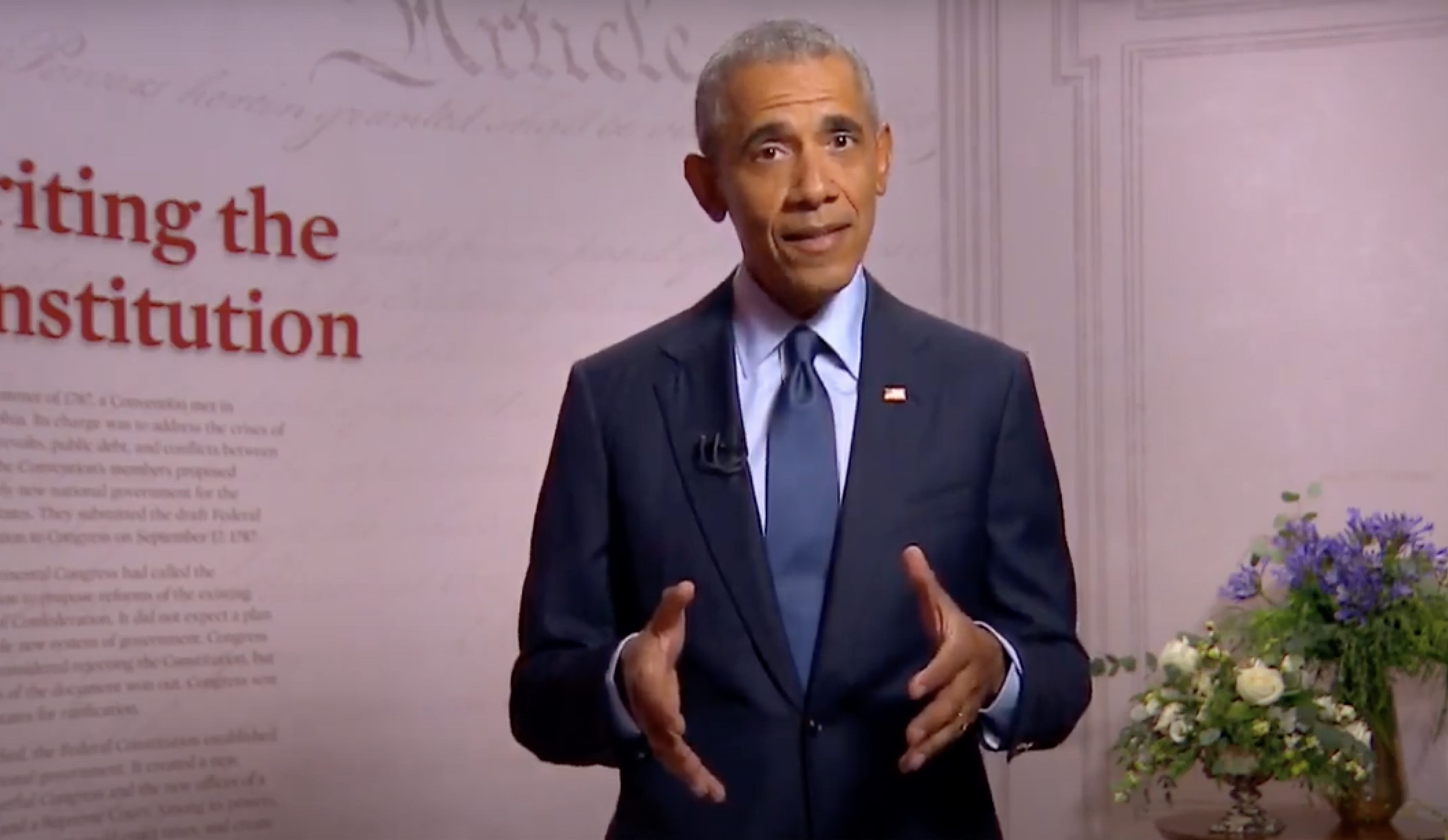 Former President Barack Obama addressed the Democratic National Convention via video.