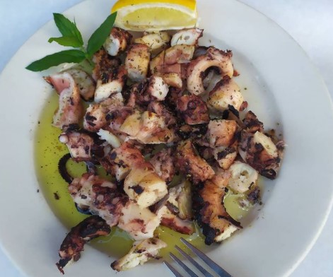 Grilled octopus from Desfina Restaurant in Cambridge.