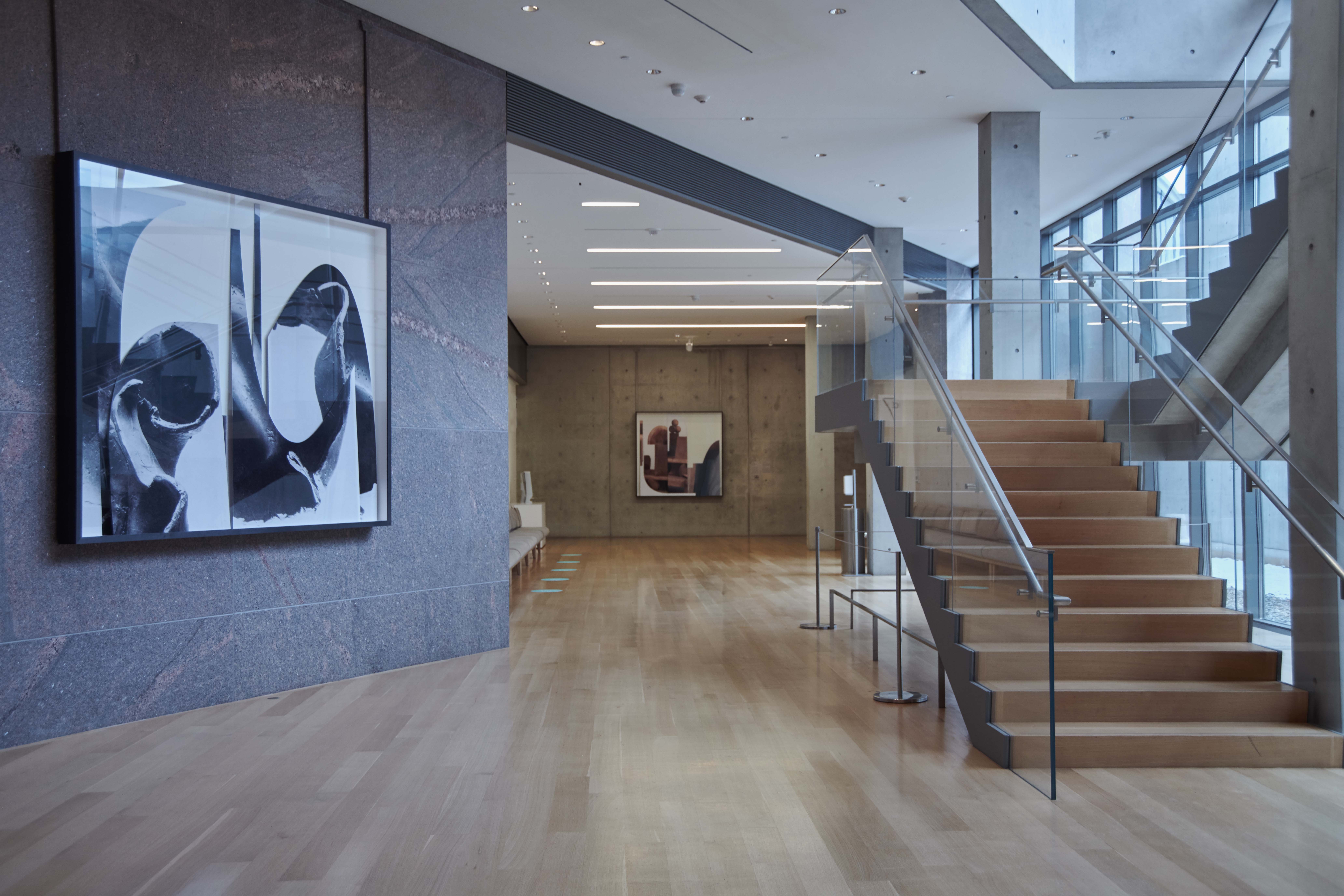 Two works by Erin Shirreff hang in the Clark’s lower level. “Bronze (Slivka, Burckhardt, Busch, Laocoön)" is at left.