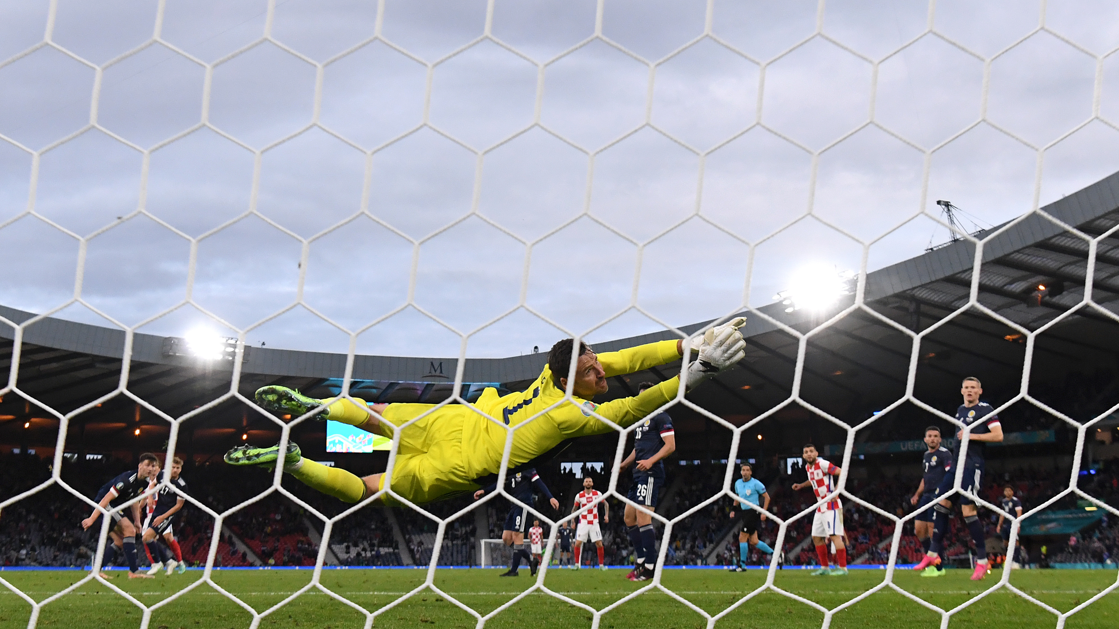 Scotland's David Marshall failed to save this one off the foot of Croatia's Luka Modrić Tuesday.