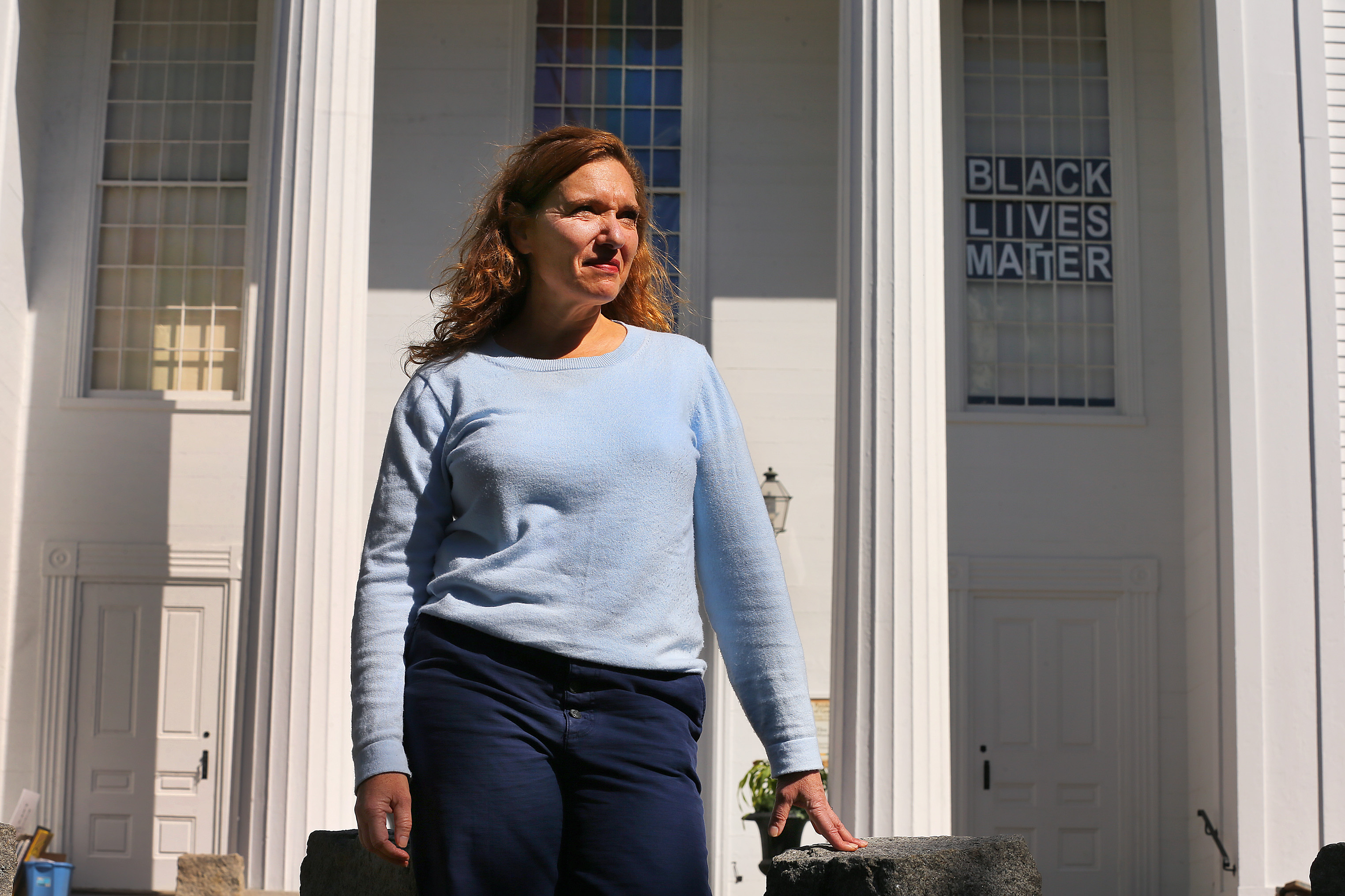 The Rev. Elea Kemler hosts vigils for Black lives on Minuteman Common in front of the First Parish Church in Groton.