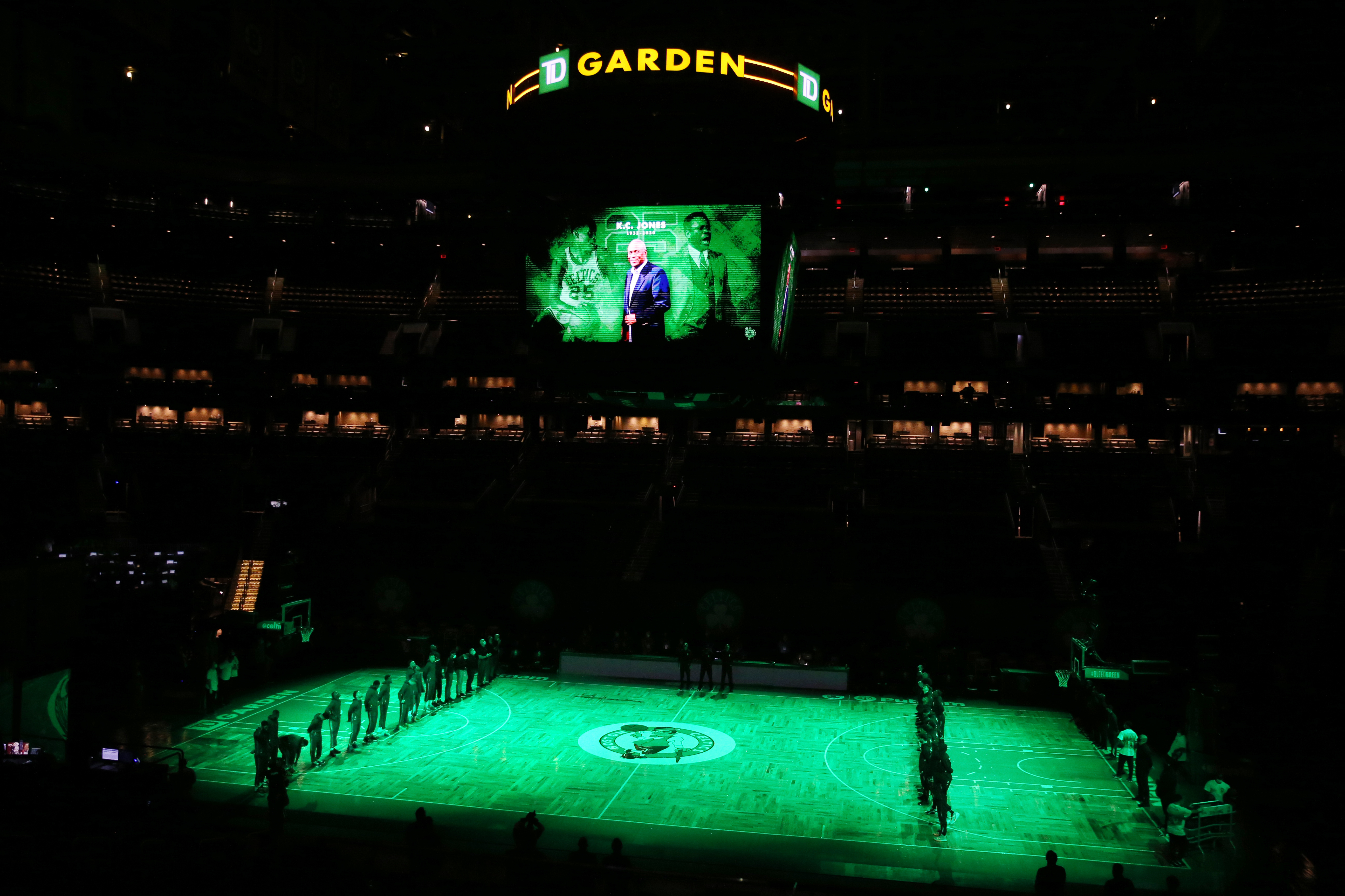 Late Celtics' legend K.C. Jones was remembered before the game.
