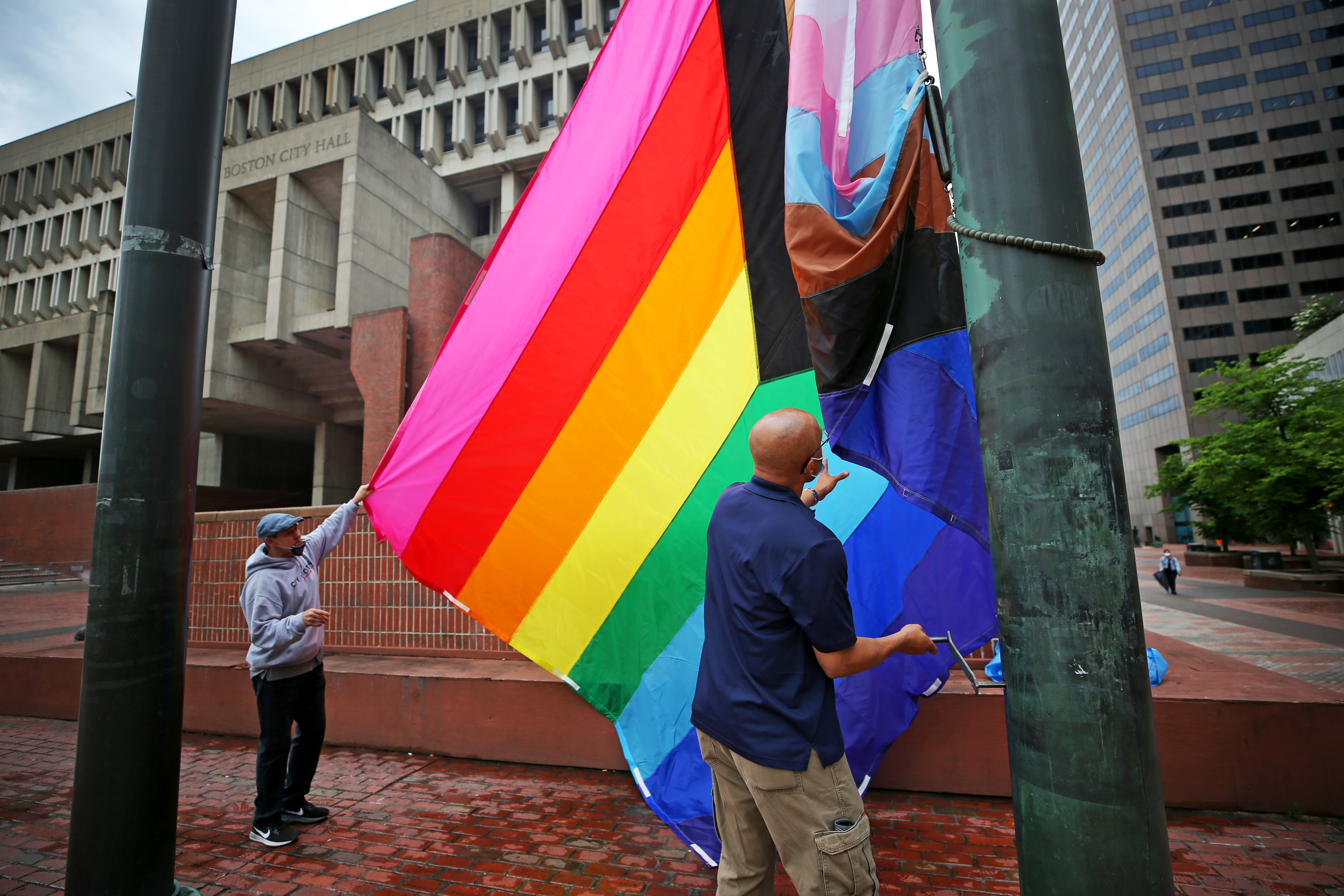 The Unity flag was raised over City Hall Plaza on Friday.
