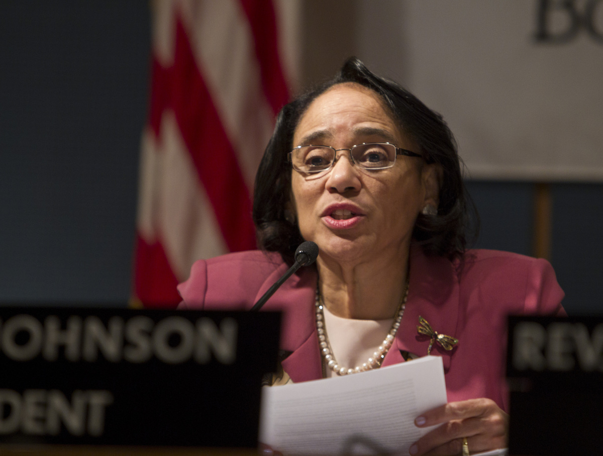 Then-superintendent Carol R. Johnson at a meeting in 2011.