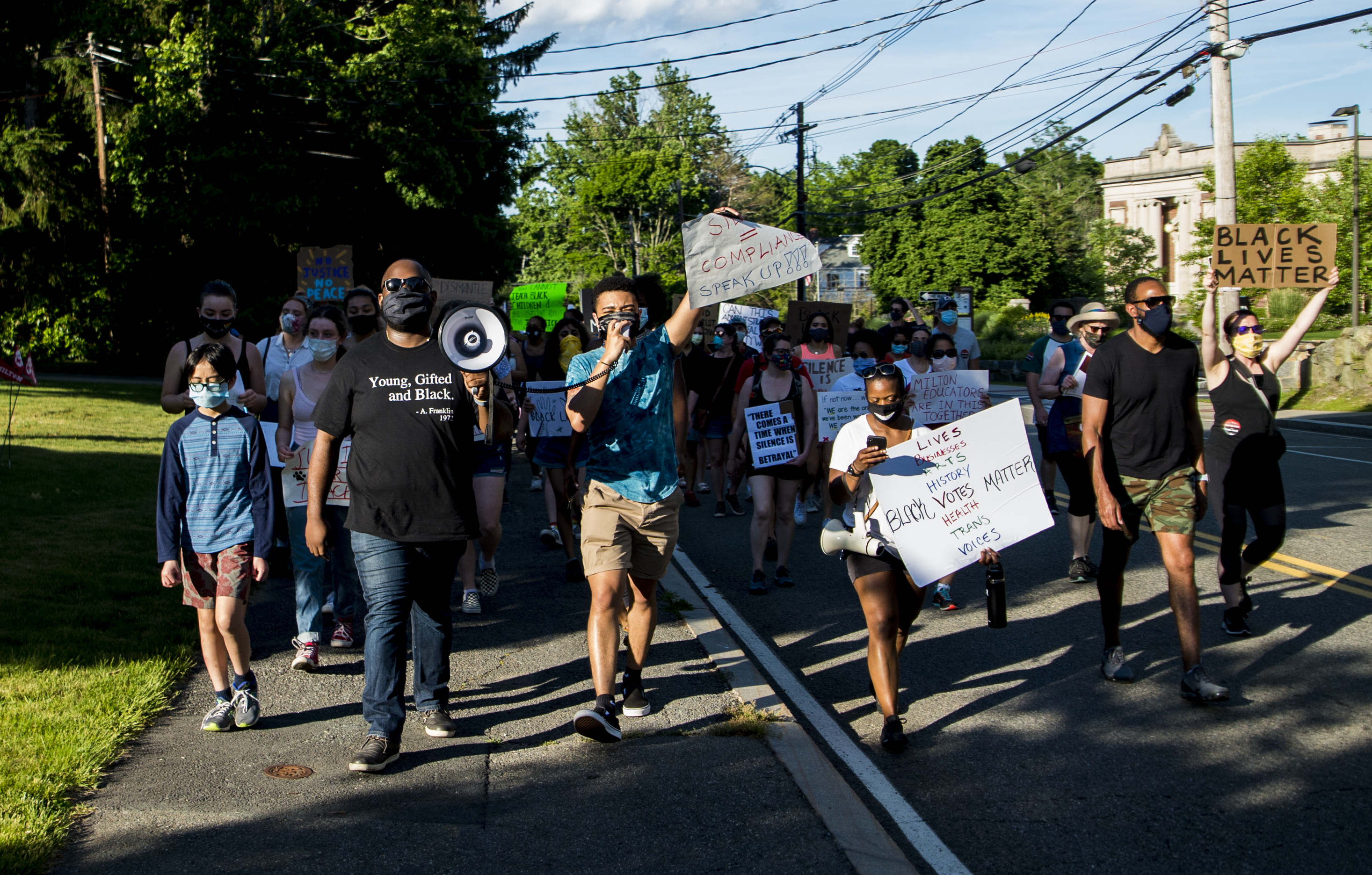 Community members joined Milton teachers in a march against racism on June 19.