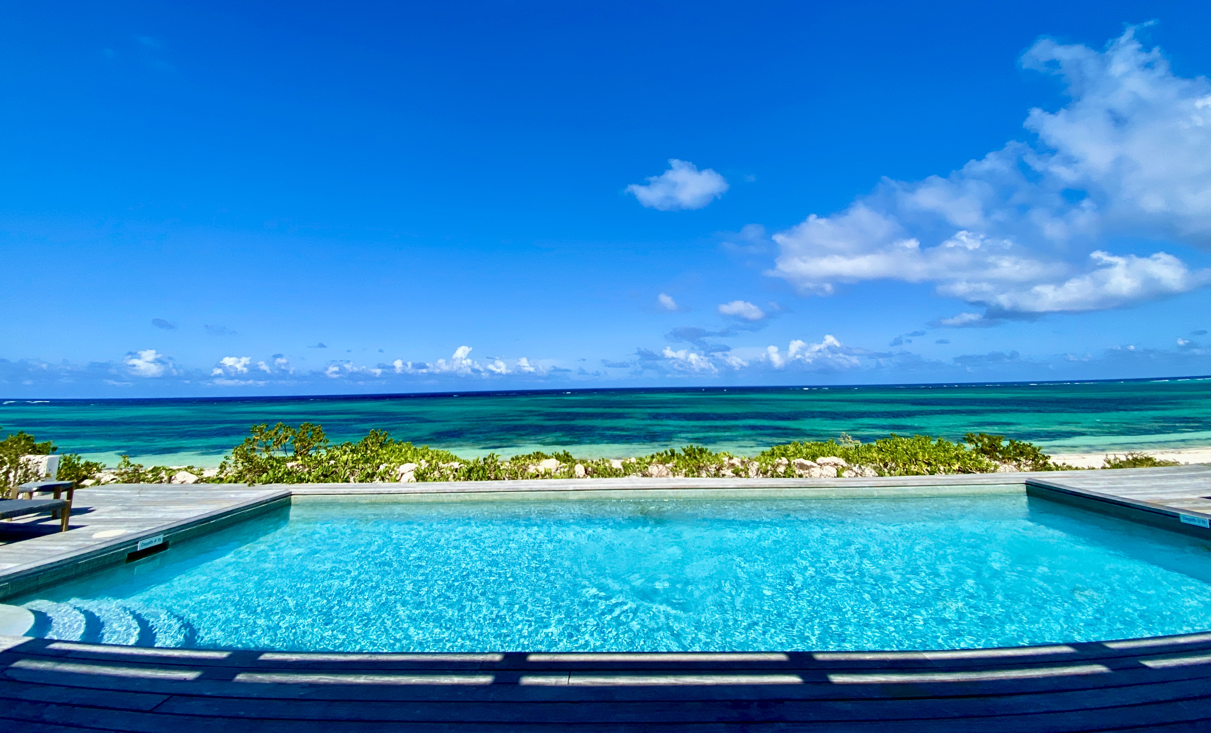 The pool of a villa overlooks the Atlantic Ocean at the Sailrock Resort in South Caicos.