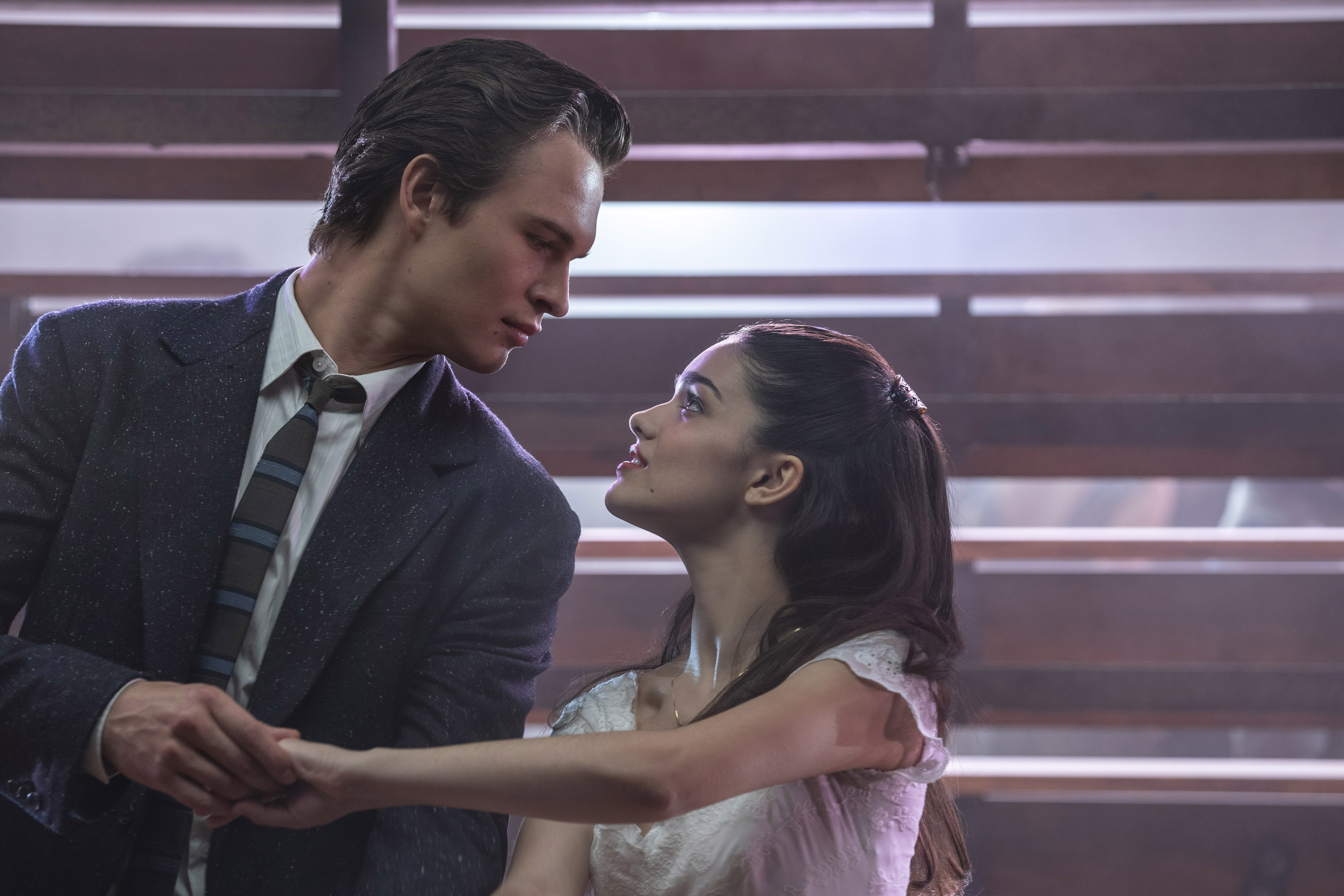 Ansel Elgort as Tony and Rachel Zegler as Maria in "West Side Story."