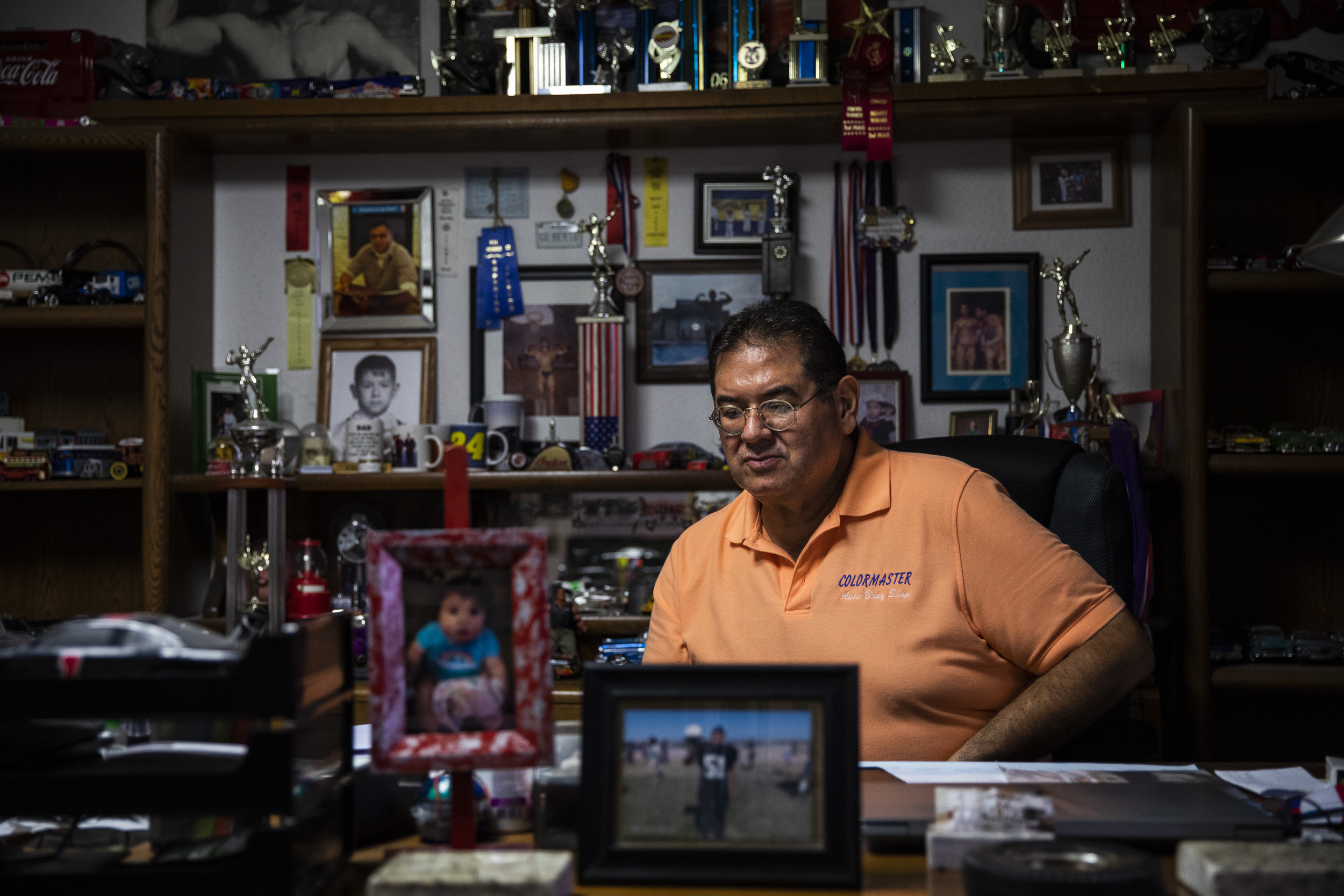 Sitting in his office, Gilbert Anchondo paused while remembering the death of his son Andre Anchondo, who was 23 when he was killed alongside his wife, Jordan, 24, in the Walmart shooting. The couple died protecting their 2-month-old son, Paul.