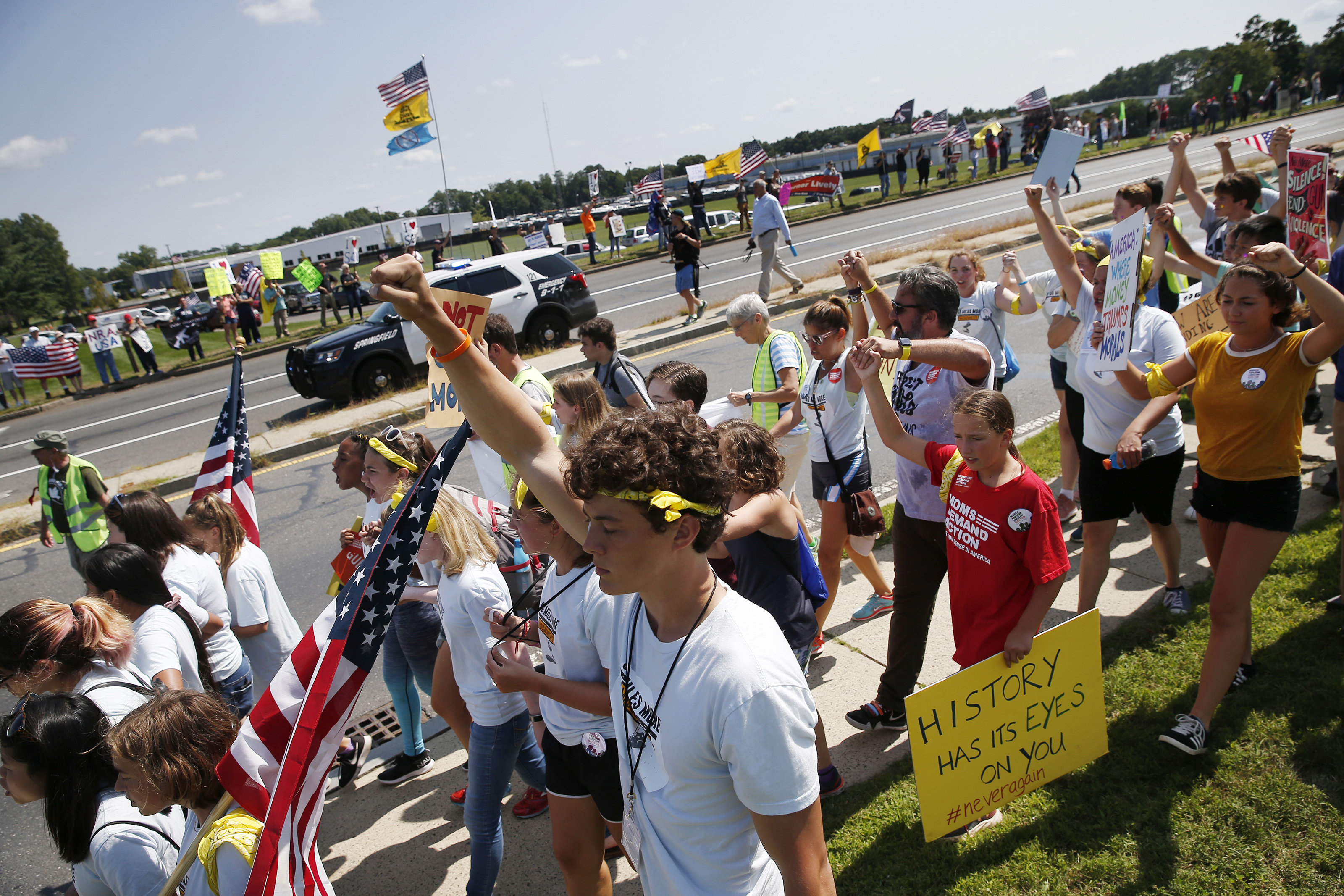 In 2018, students from across the state protested outside Smith & Wesson’s headquarters, in Springfield, calling for stricter gun laws.