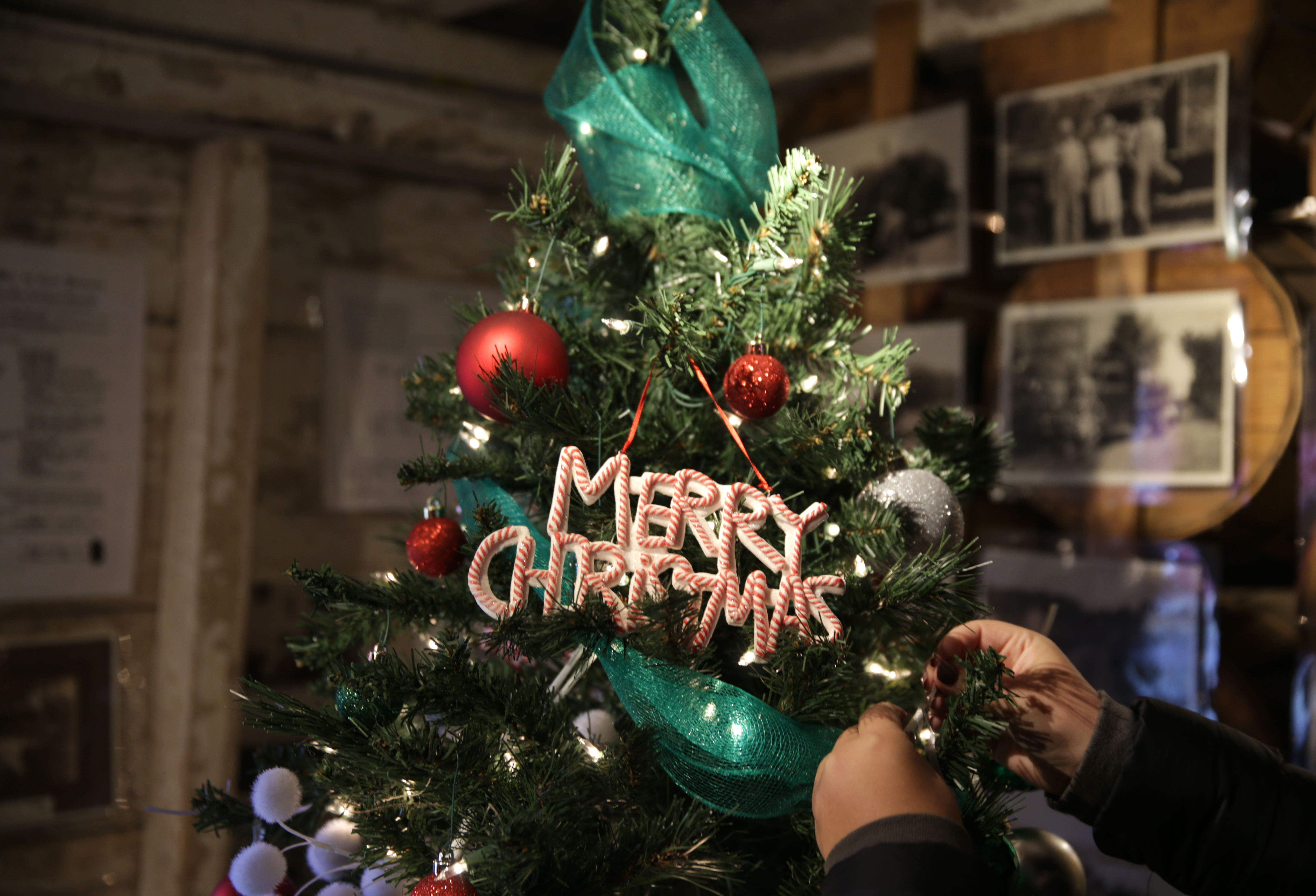 The barn at Smolak Farms has been decorated for the holidays.