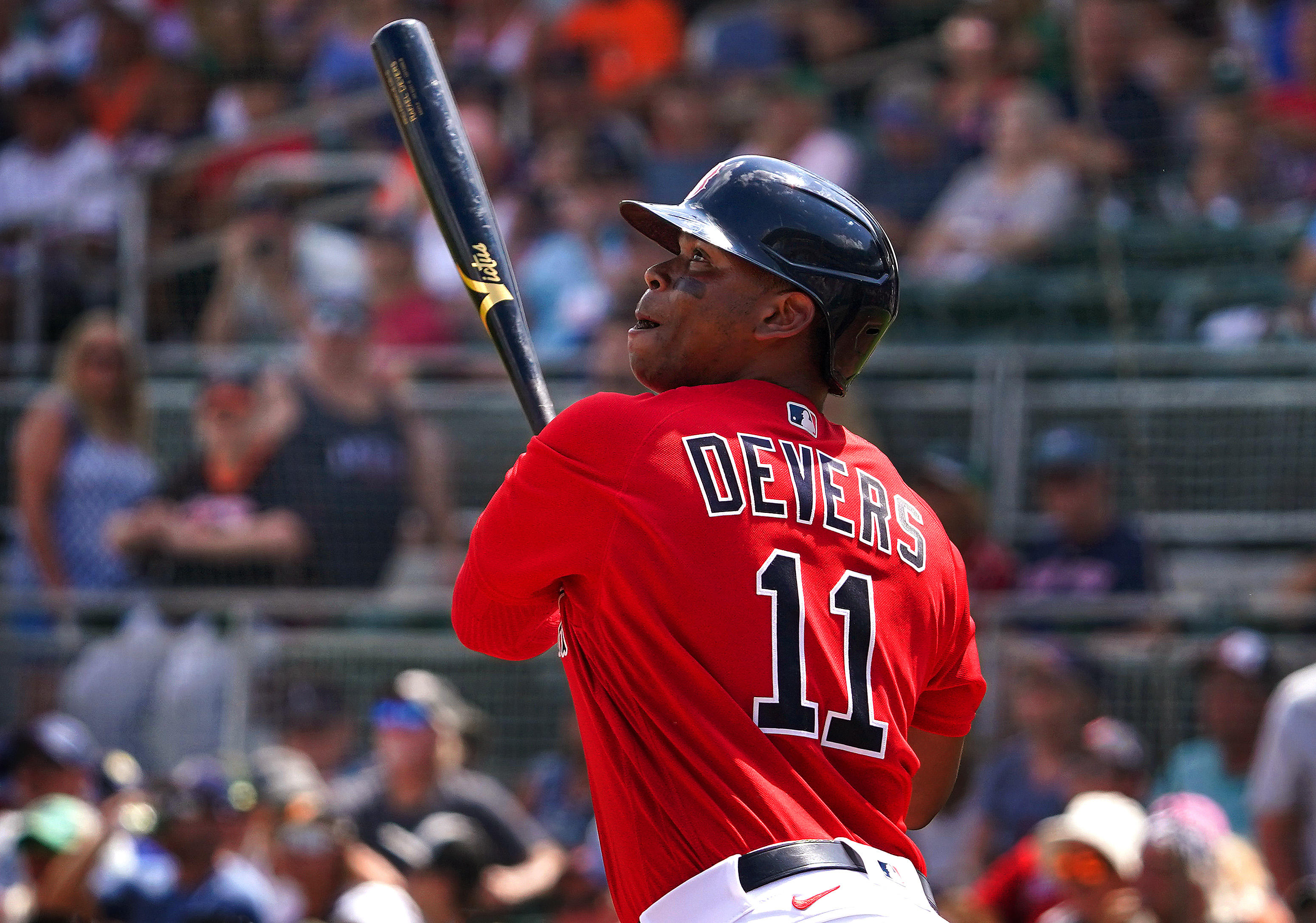 Boston Red Sox third baseman Rafael Devers runs back to the dugout News  Photo - Getty Images