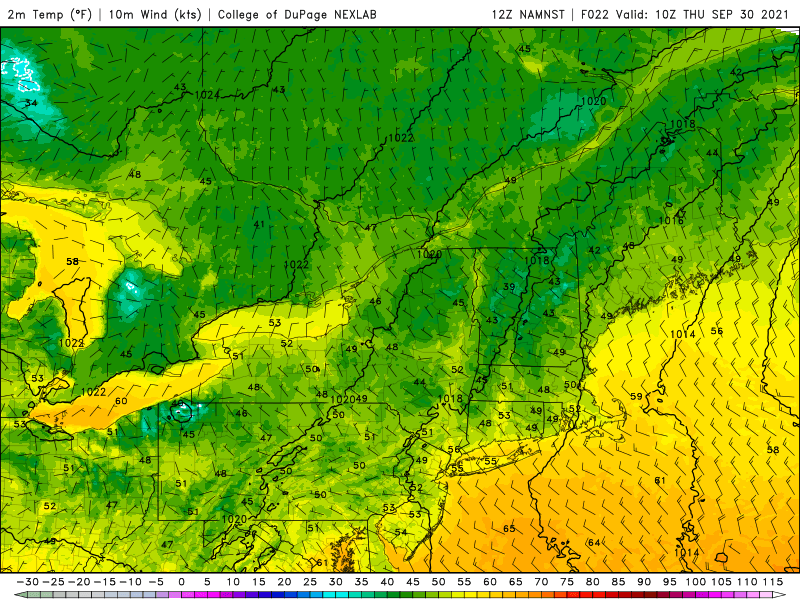 Lows Thursday morning will be in the 40s and lower 50s.