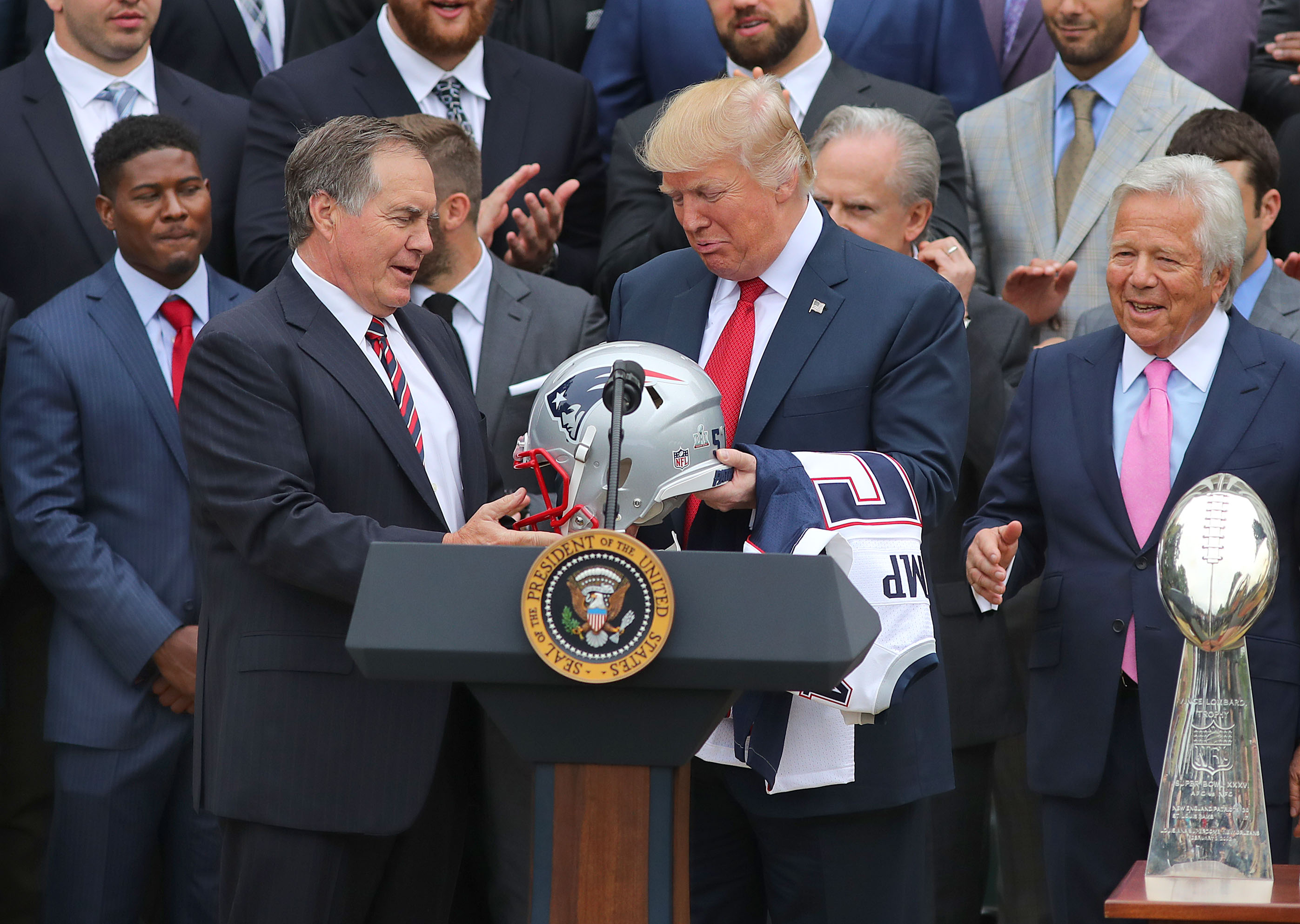 WATCH: Bill Belichick Accepts and Dismisses AFC Championship Trophy