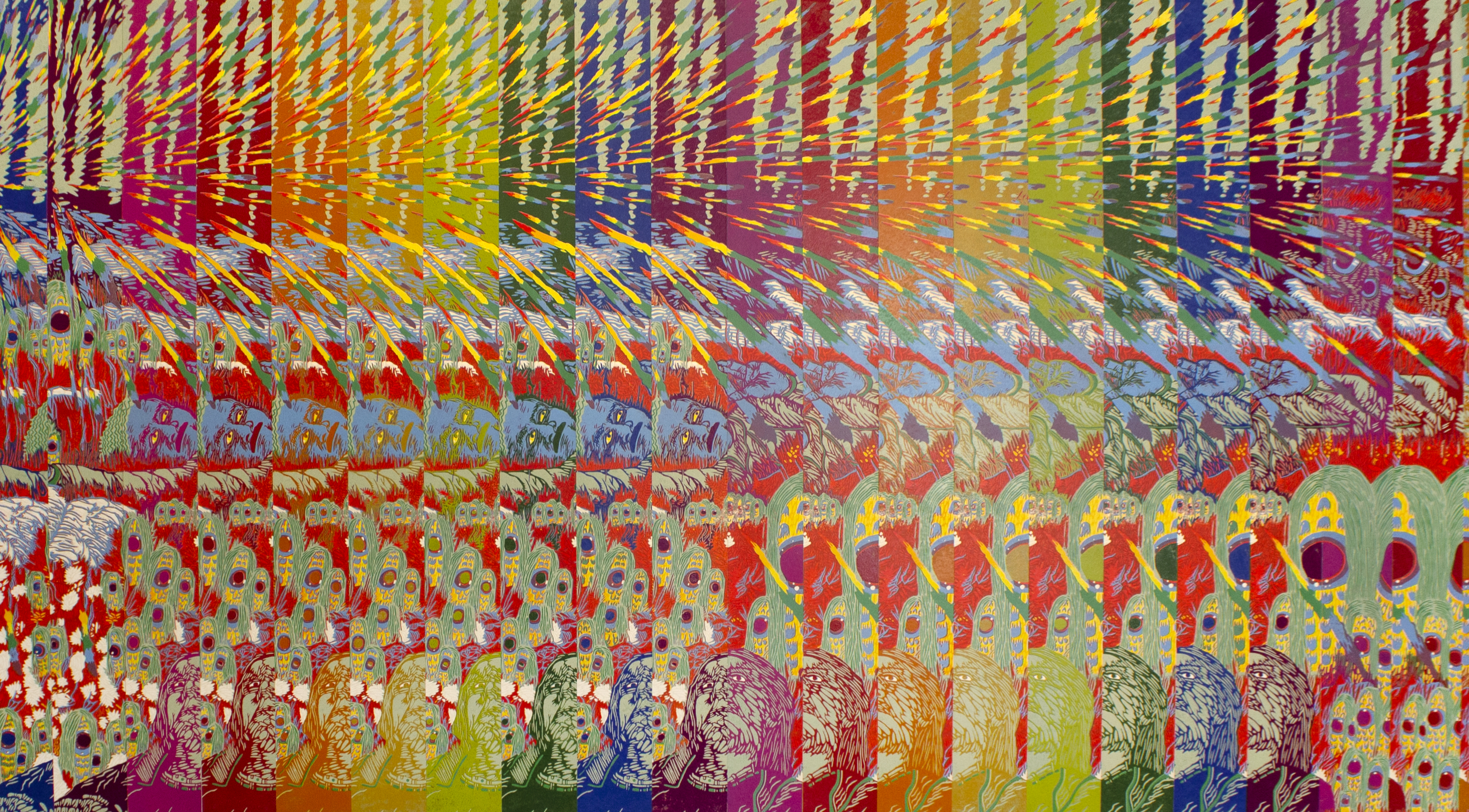 A detail from Patrick Casey's "To Live Below Light Speed You Must Be Honest."