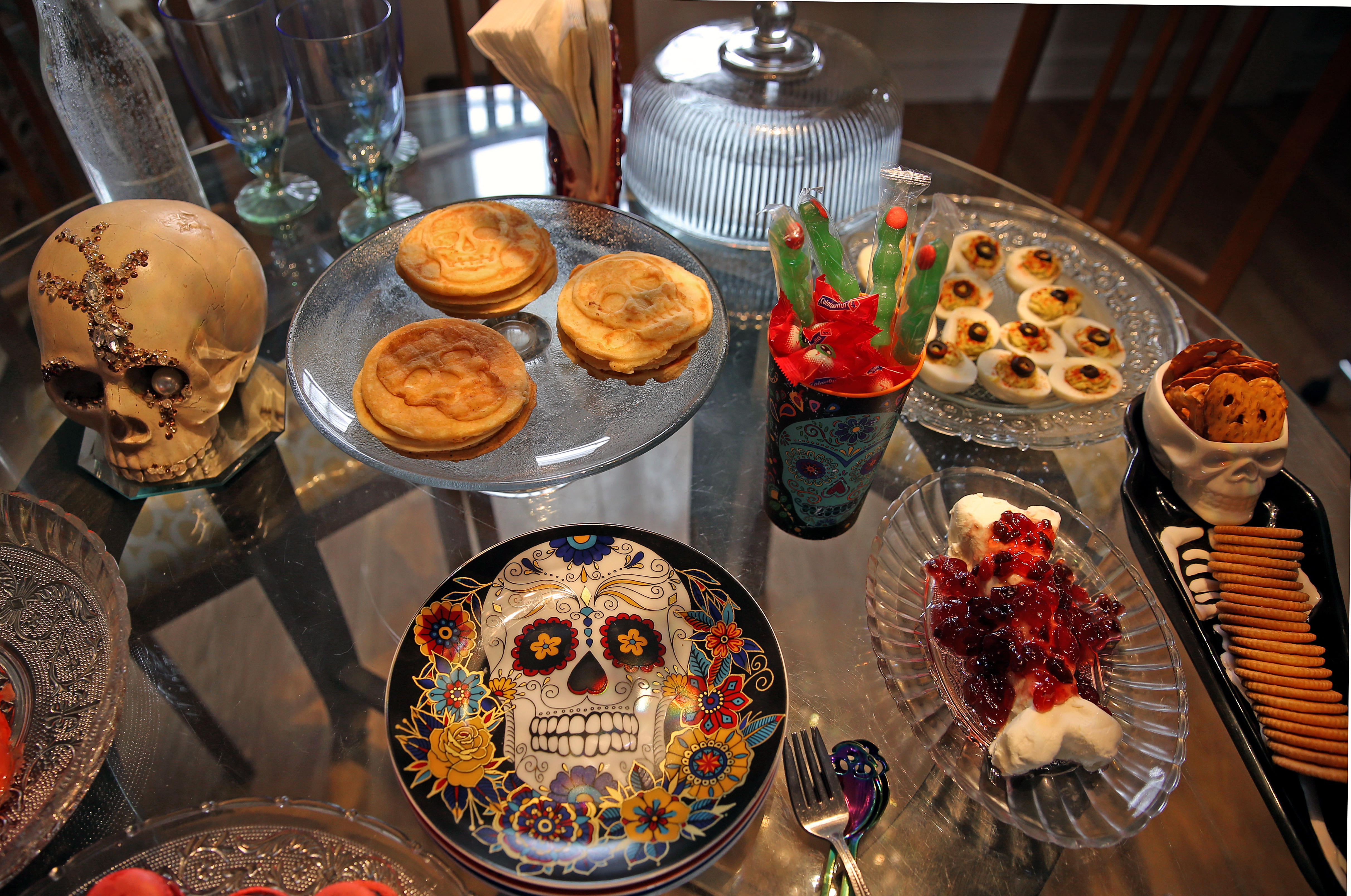 Plates, macarons, and more get the skull and bones treatment.