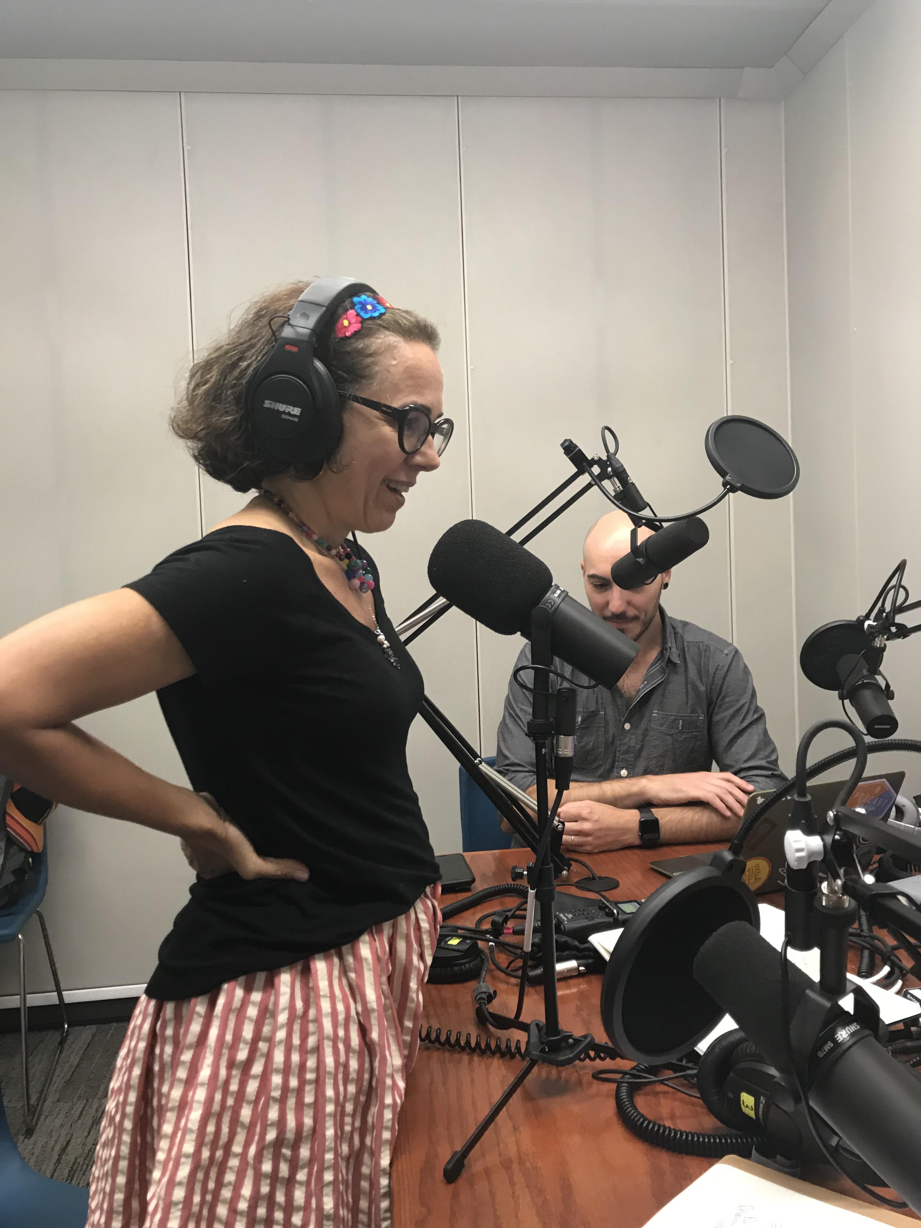 Heloiza Barbosa in the studio to record a recent episode of the "Faxina" podcast.