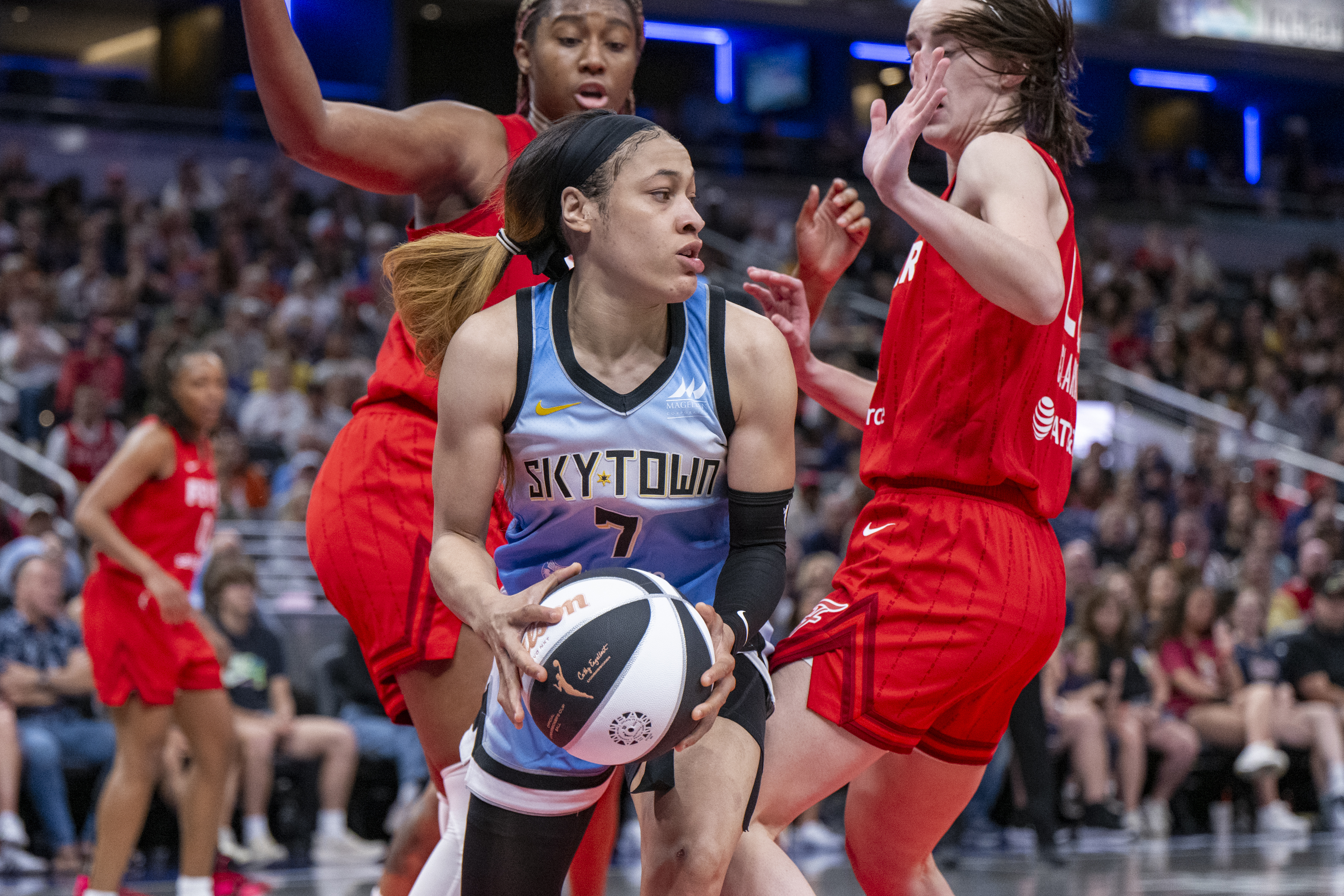 Chennedy Carter assessed a flagrant foul after slamming into Caitlin Clark