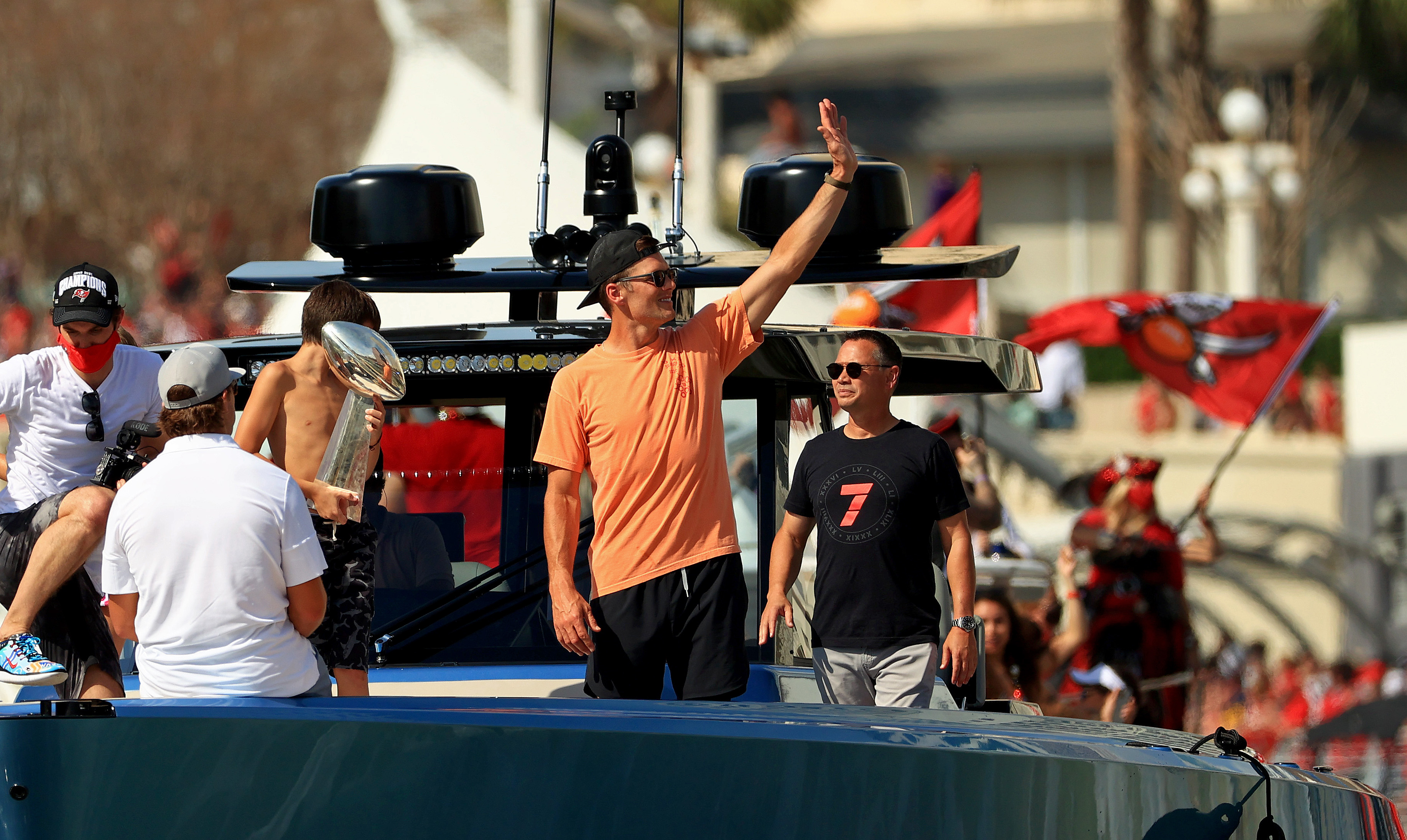 Tom Brady Cruises to Super Bowl Parade in His Own Yacht