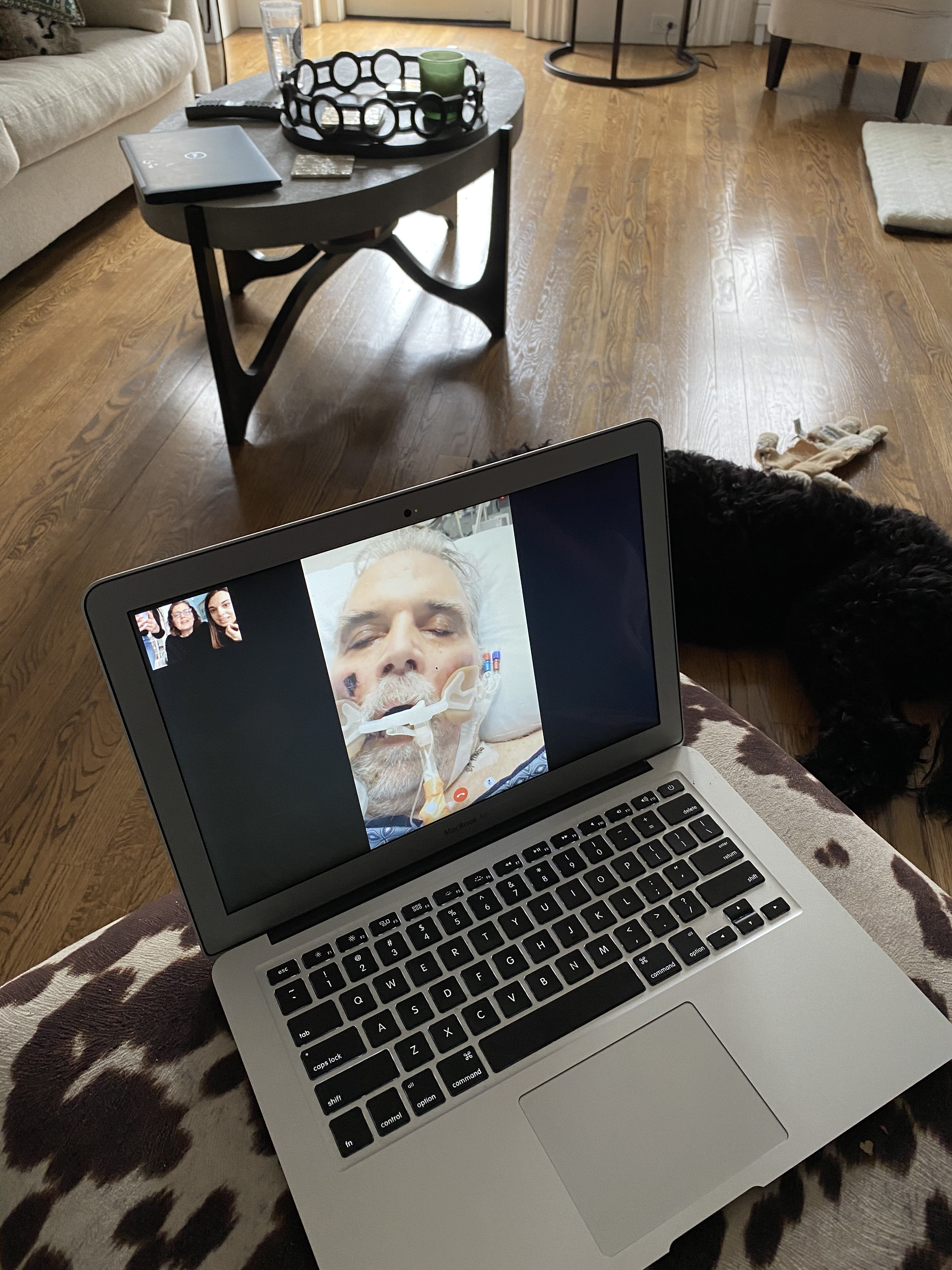 Frank Cutitta's family had connected with him virtually while he was at Mass General Hospital, as shown in a family photo.