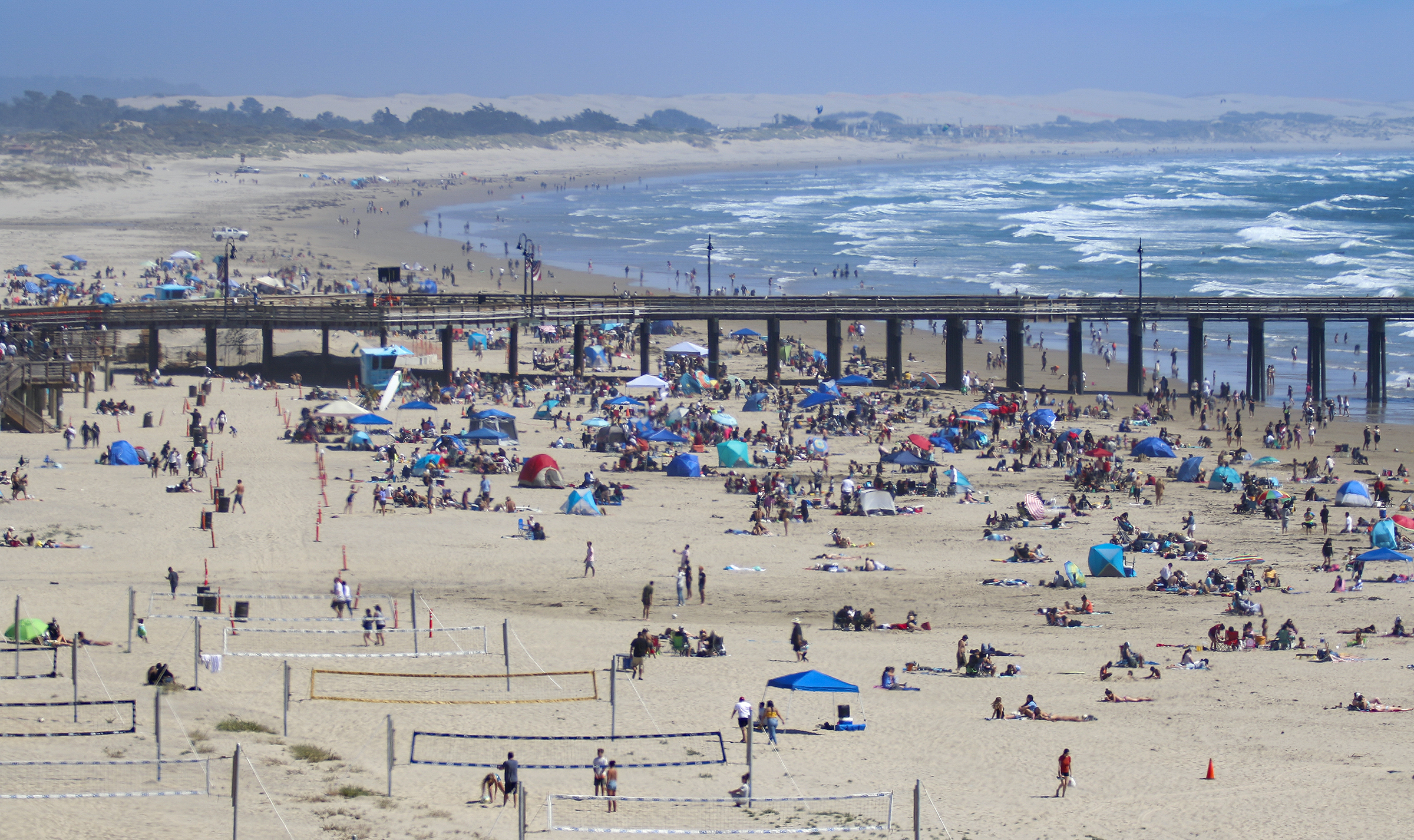A view of Pismo Beach from the Kon Tiki Inn on Shell Beach Road in Pismo Beach, Calif., on Saturday. The beaches in Pismo Beach and Avila Beach were fairly packed with tourists during Memorial Day weekend.