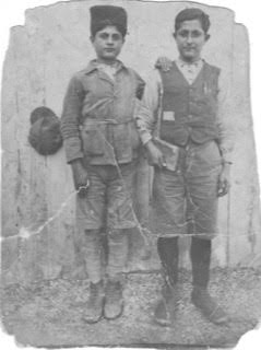 Apraham Haroutunian, the author’s grandfather, on right, with a friend, at Armenian orphanage in Lebanon.