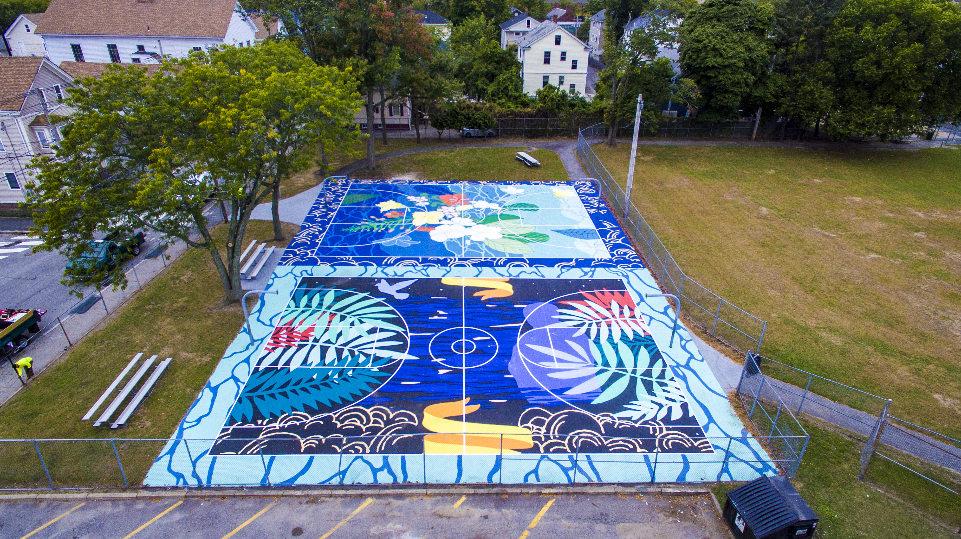 New Mural Around West Philadelphia Basketball Courts Pays Tribute