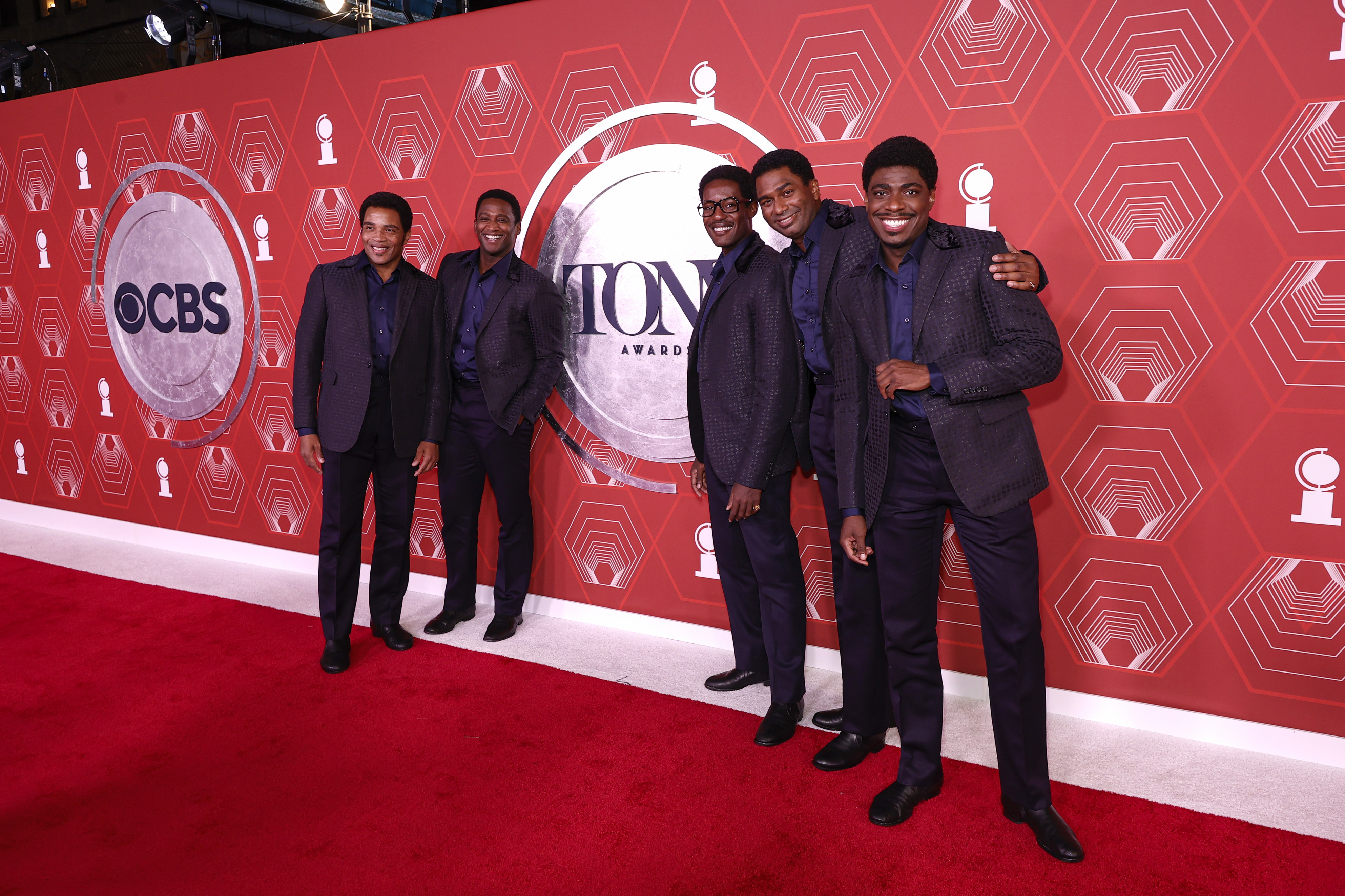 The cast of "Ain't Too Proud" — from left, Jelani Remy, Matt Manuel, Jawan M. Jackson, Nik Walker, and James Harkness — attended the 74th Annual Tony Awards at Winter Garden Theater last month in New York City.