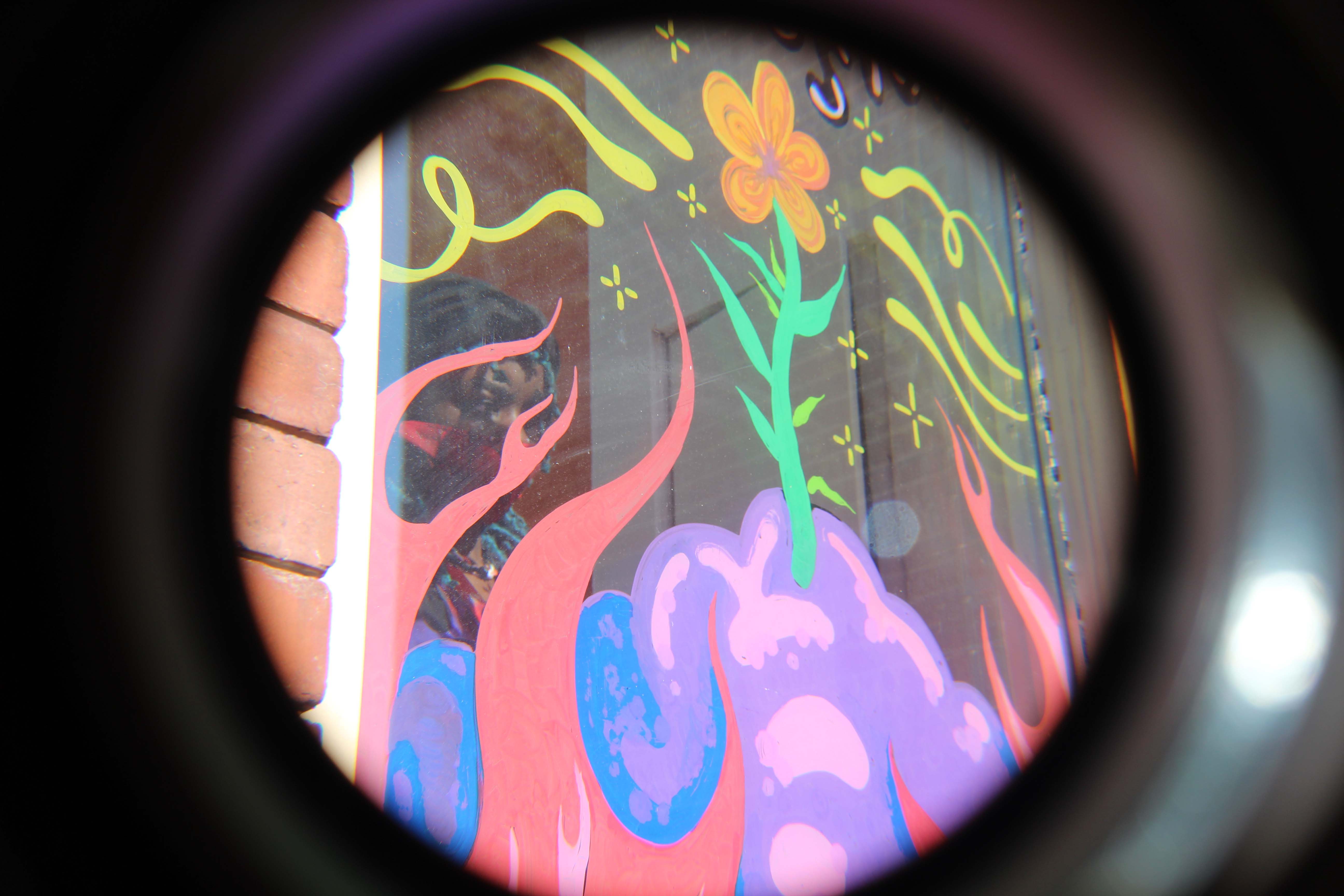 A detail from Mithsuca Berry’s "Protect Your Seedlings" at Boston Center for the Arts.