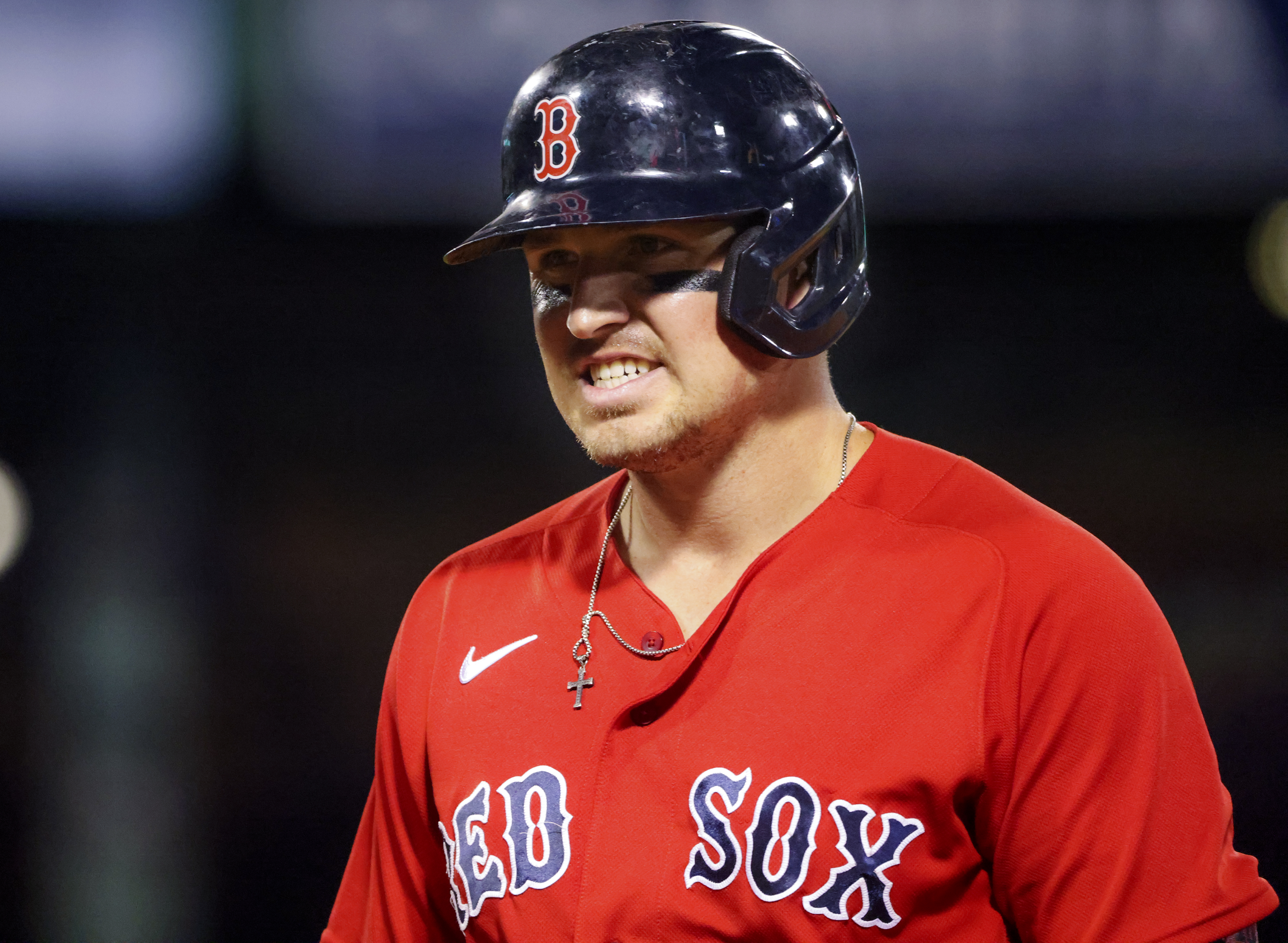 Hunter Renfroe reacts after flying out to end the seventh inning Wednesday. Renfroe went 1-for-4 with an RBI on the night.