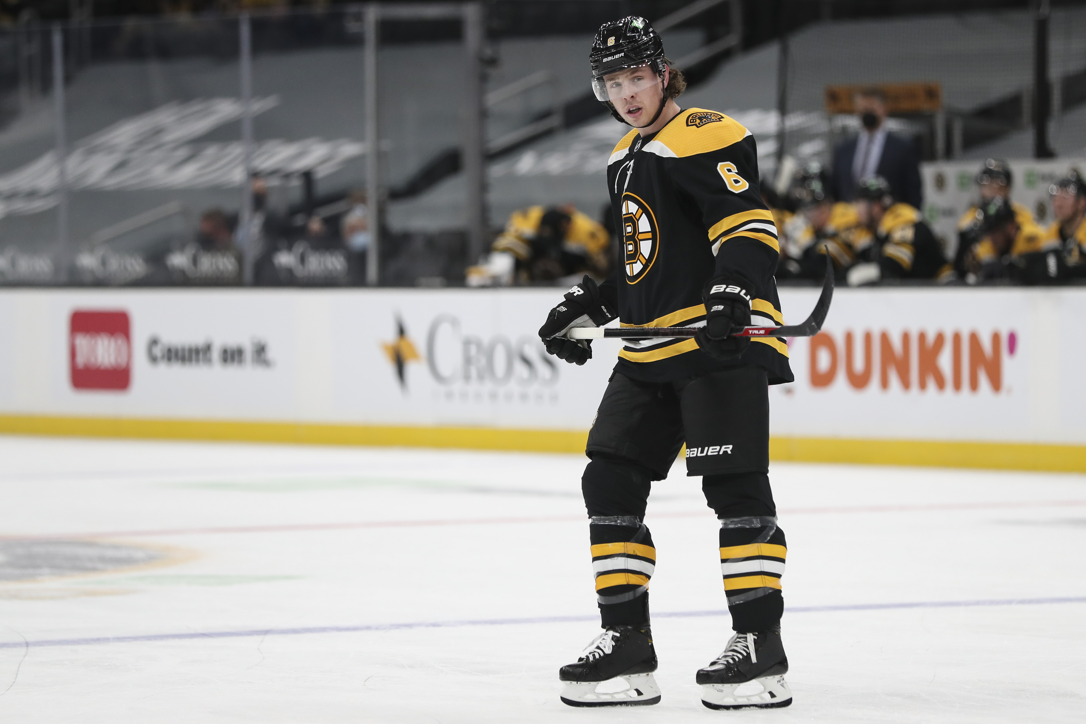Mike Reilly saw his first action as a member of the Bruins Tuesday against Buffalo.