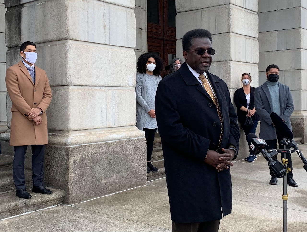 Pastor Howard M. Jenkins Jr. of the Bethel AME Church in Providence spoke during a March 25 news conference, calling for the state to hold a mass COVID-19 vaccination weekend for people of color in Rhode Island.