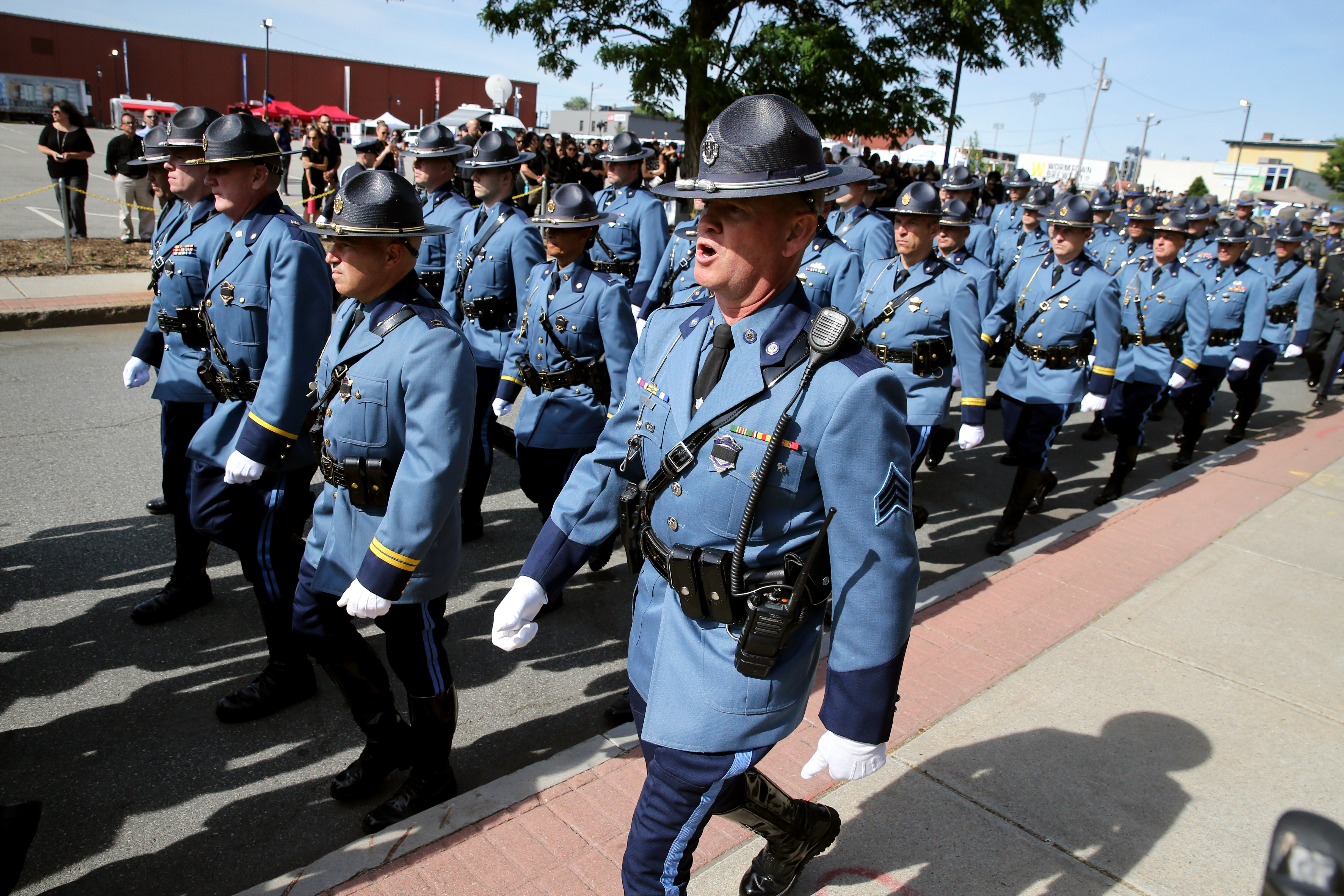 State Police prepared for the funeral service for Worcester Police Officer Enmanuel "Manny" Familia.