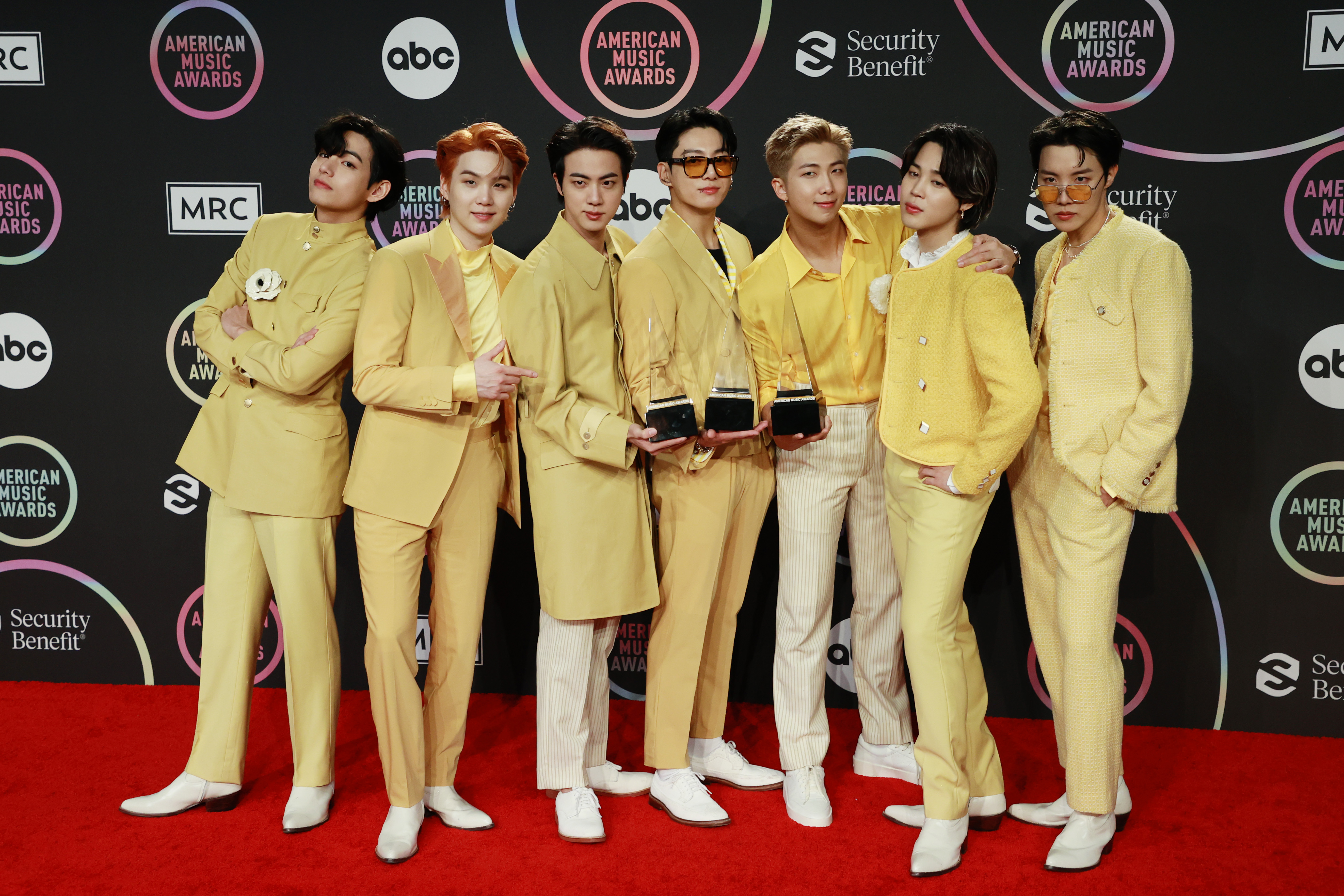 K-pop group BTS at the American Music Awards Sunday.