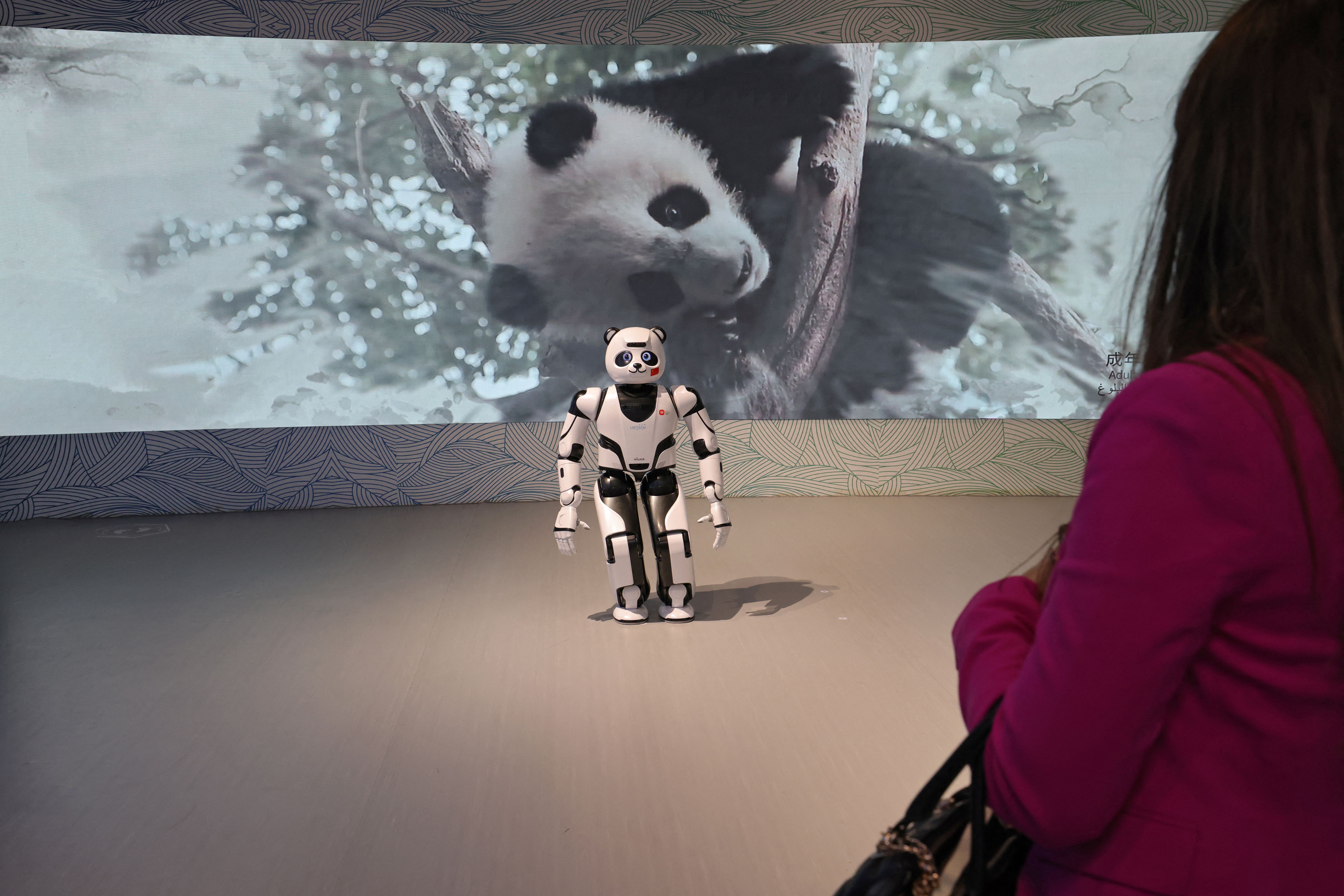 A panda robot in the China pavilion at Expo 2020 in Dubai.