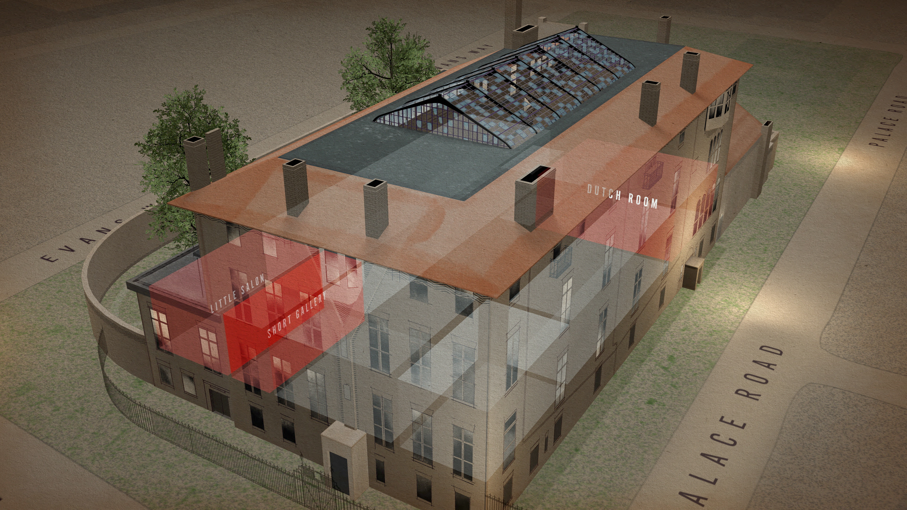 A schematic diagram of the Isabella Stewart Gardner Museum on the night of the robbery.