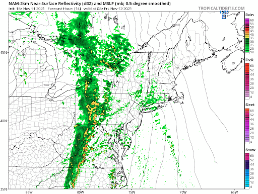 A band of rain will push eastward Friday bringing heavy downpours to some areas.