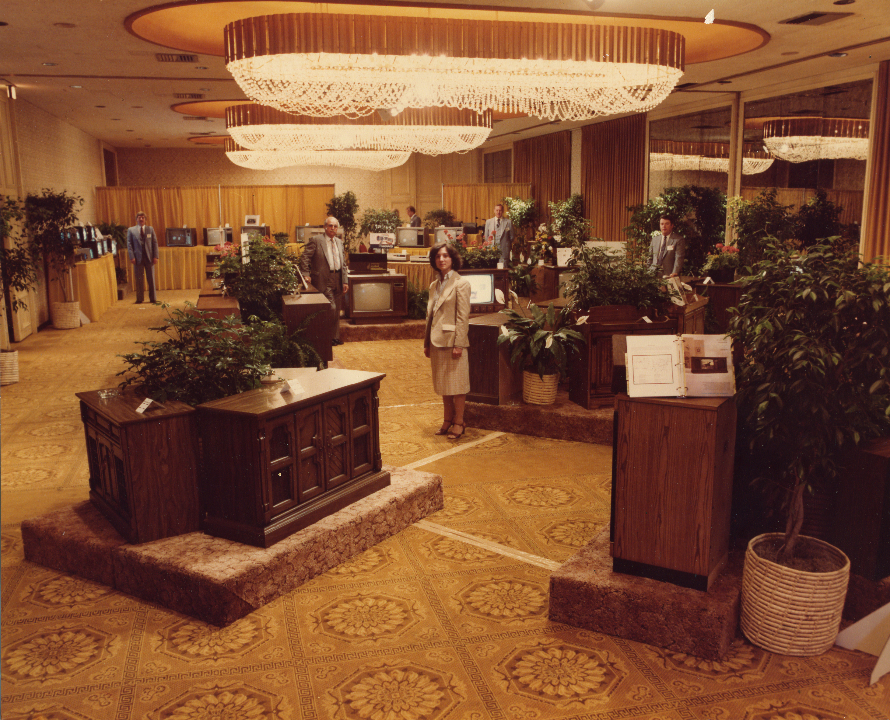 Archive photo of a Magnavox sales room from The Colonnade's early days. 
