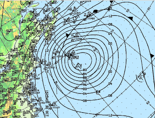 On October 30th 1991, a strong storm east of New England reached peak intensity.