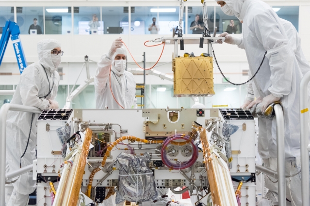 In March 2019, members of NASA's Mars 2020 project installed the Mars Oxygen In-Situ Resource Utilization Experiment (MOXIE), which is no bigger than a car battery, into the chassis of the Perseverance rover.