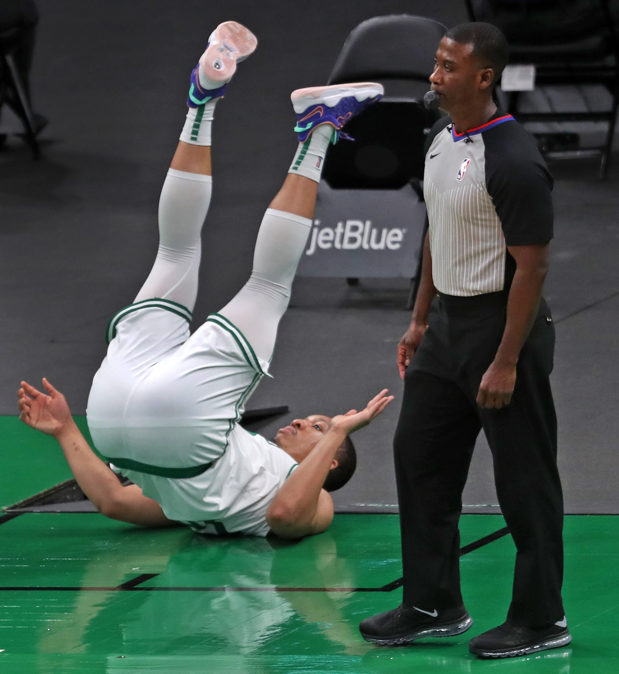 Grant Williams took a spill in the first half of Tuesday's loss to Oklahoma City.