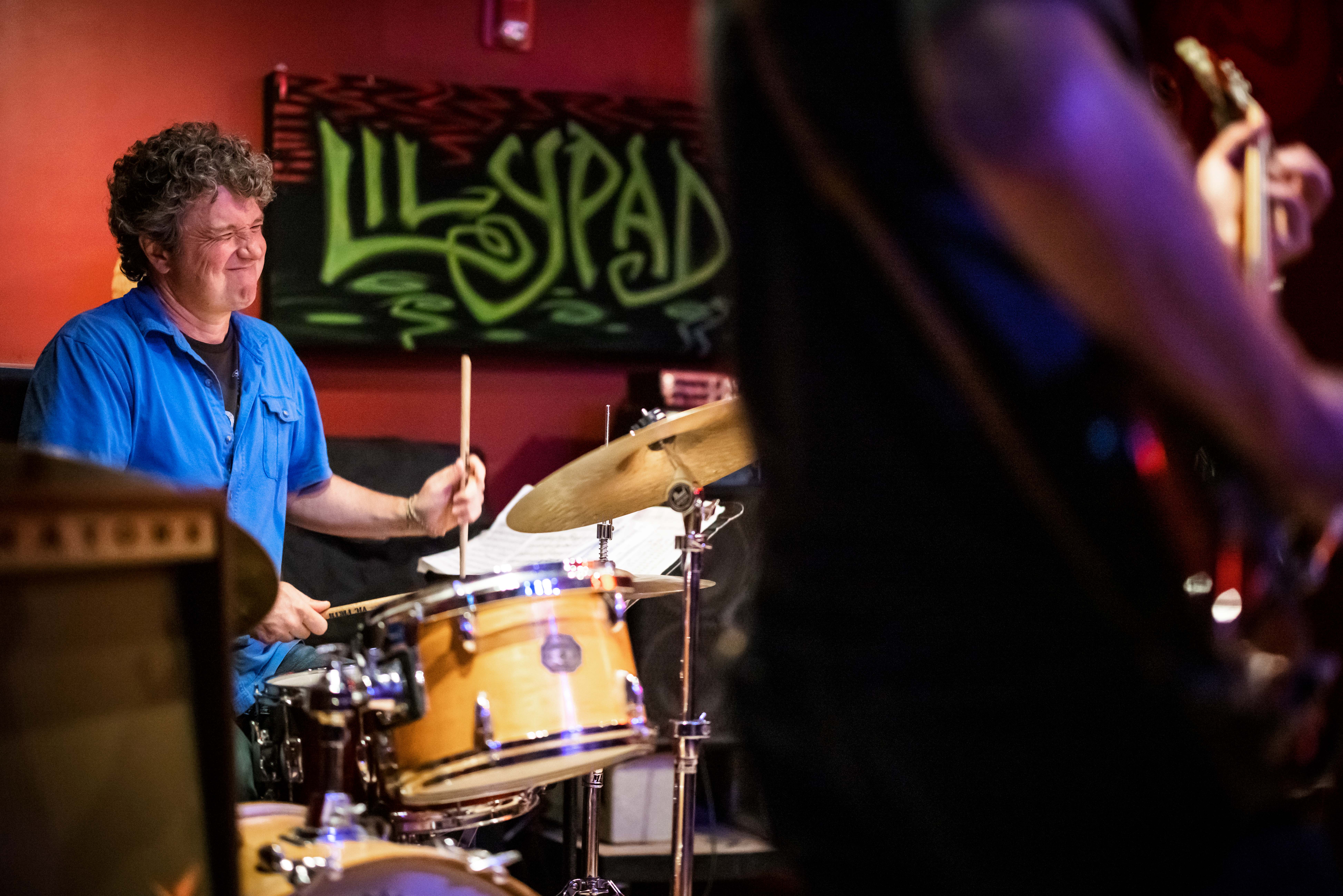 Mike Connors played the drums at Lilypad in Cambridge. 