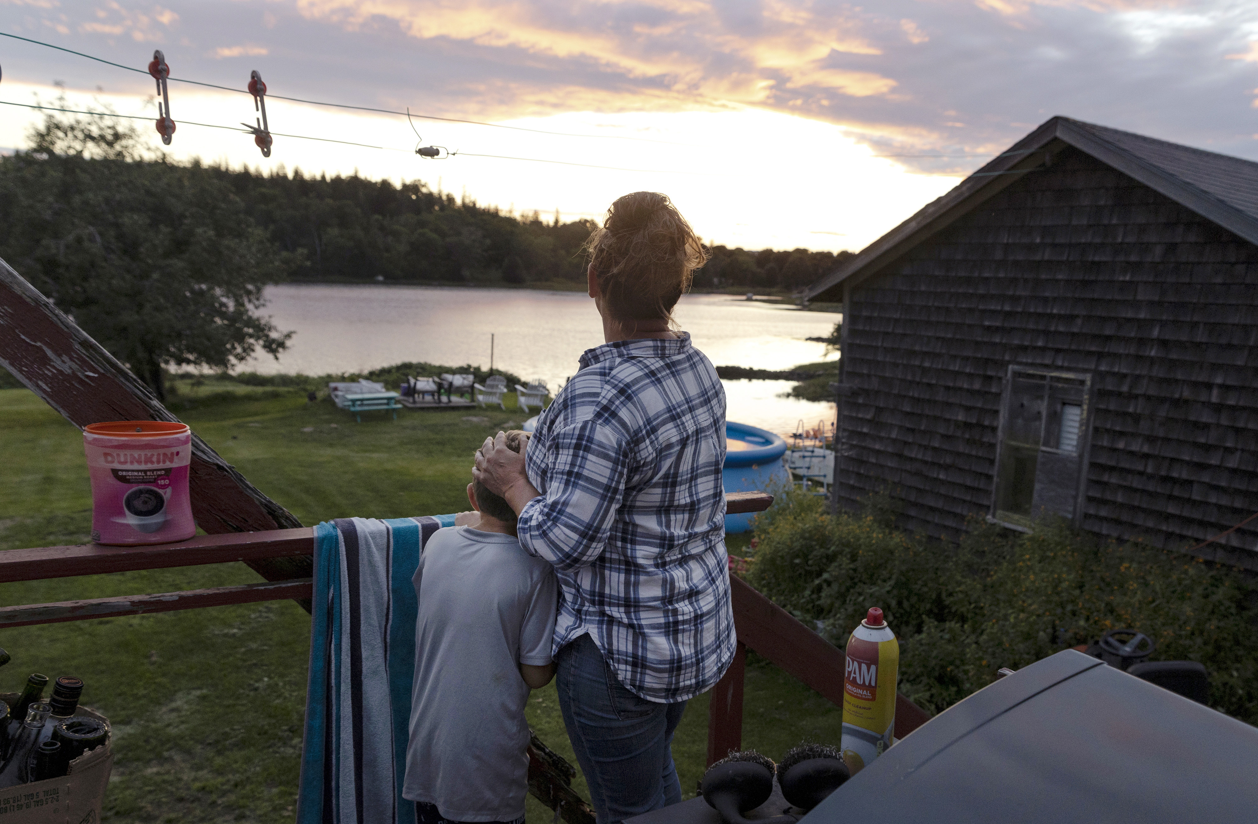 Celena Scott and her son Scotty Thompson, 6, watched the sunset from their back porch on Sept. 2. Scott said she isn’t sure what her middle son, Tanner, would do if he didn’t have lobstering. Sitting on Tanner’s boat one afternoon Scotty said he didn’t know what he wanted to be when he grows up. “Maybe a policeman, maybe in the SWAT team,” he mused. “Or maybe a hauler like Tanner, my daddy, and my gramps.” 