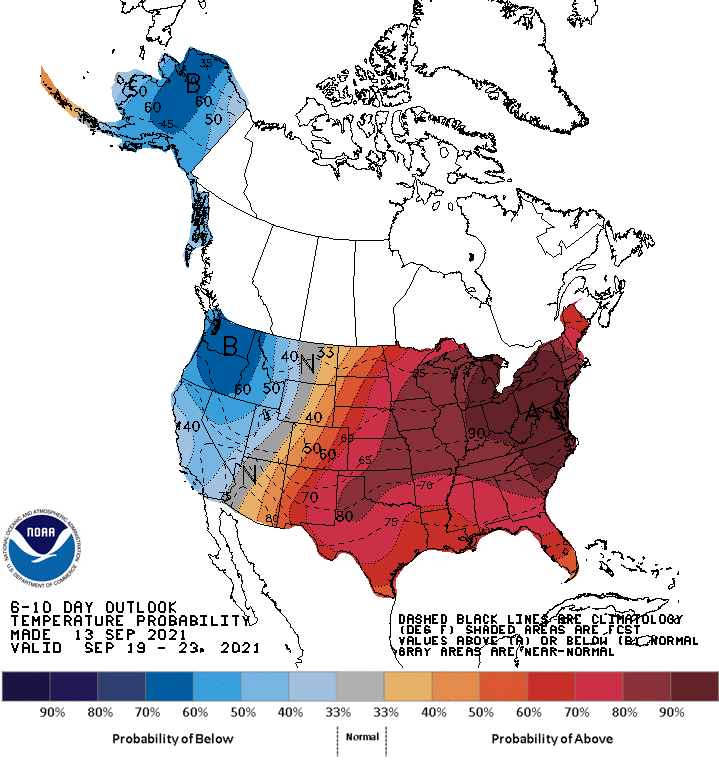 The weather looks very warm next week with almost a guarantee of above-average temperatures.