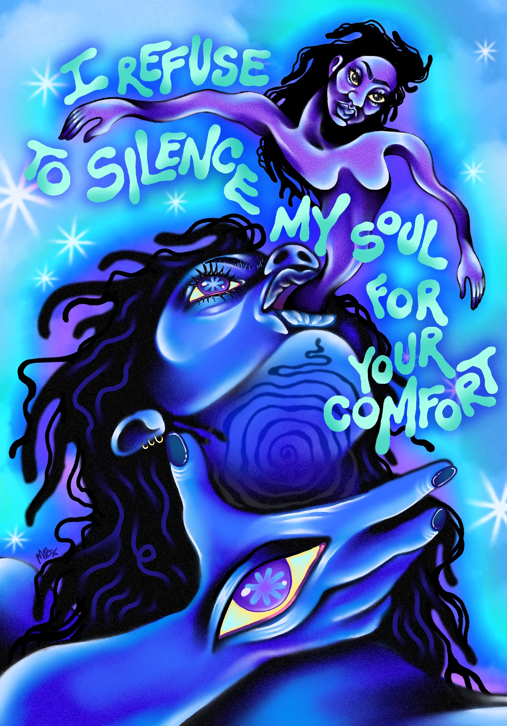 Mithsuca Berry, untitled, from the "Enlightenment" series, 2020, digital artwork on canvas.
