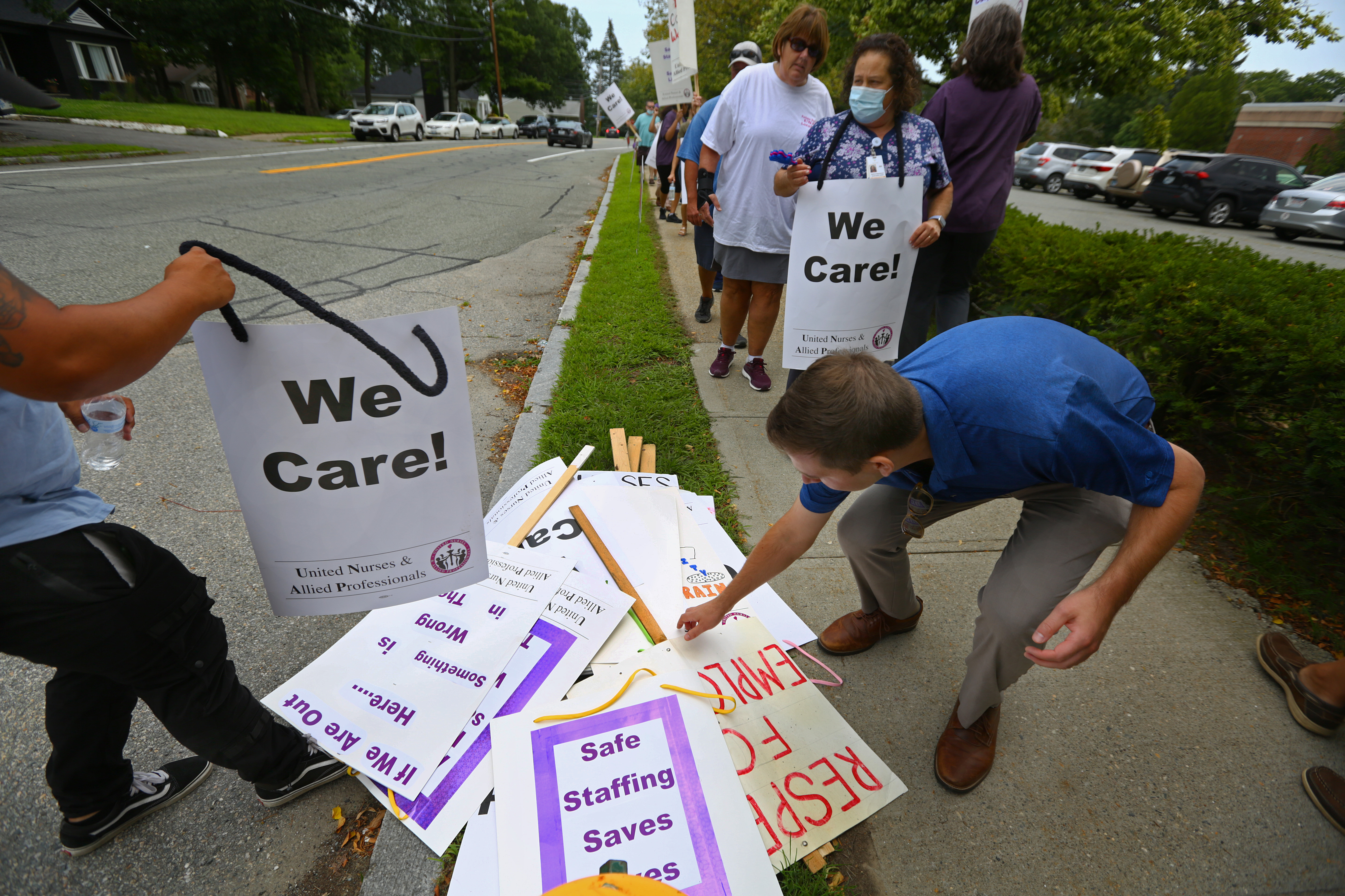 Members of UNAP outside of Our Lady of Fatima Hospital
