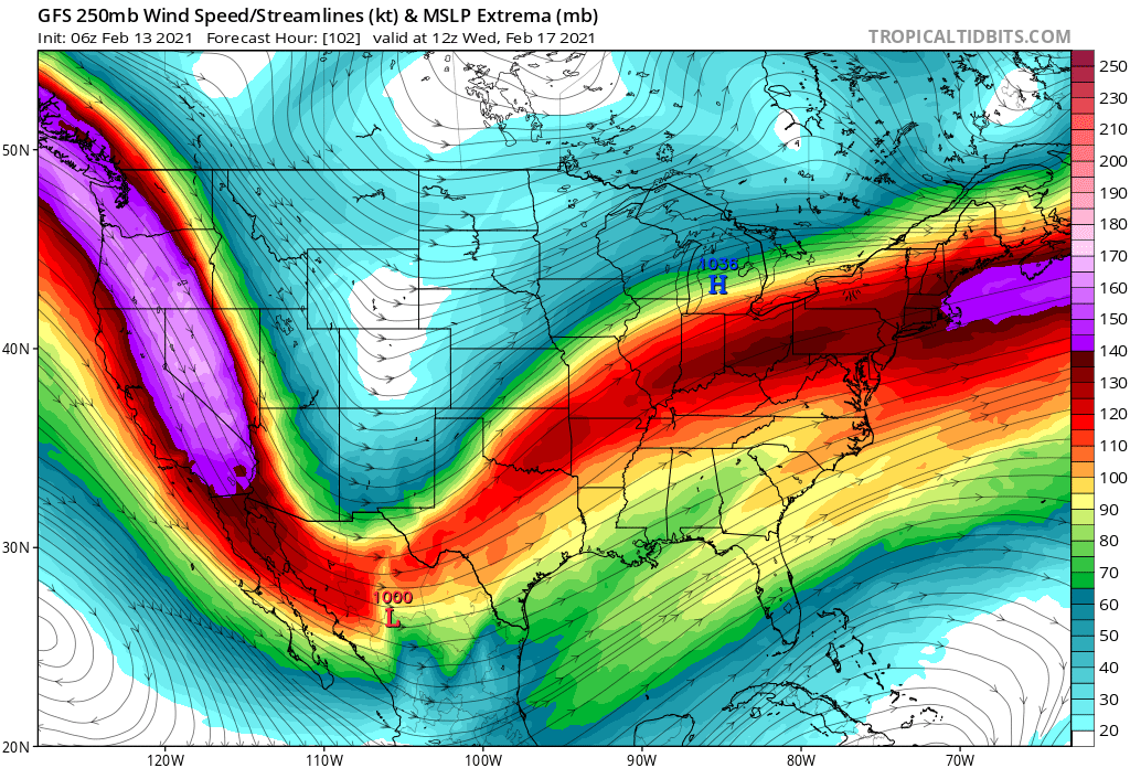 The jet stream forecast for February 17th shows a strong meridional flow.