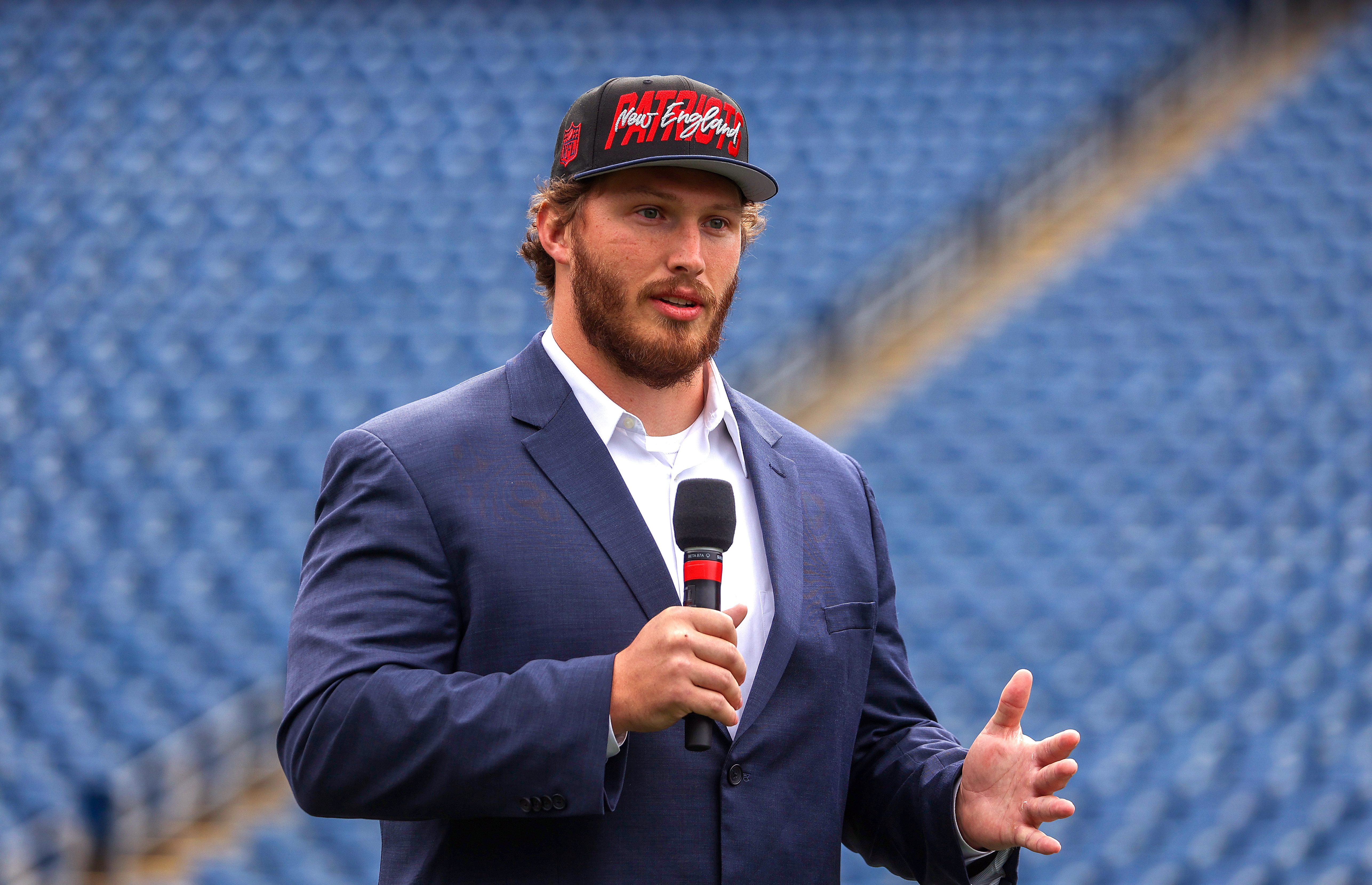 Ben Lepper of Wellesley announces Pats 2nd round pick Tyquan Thornton